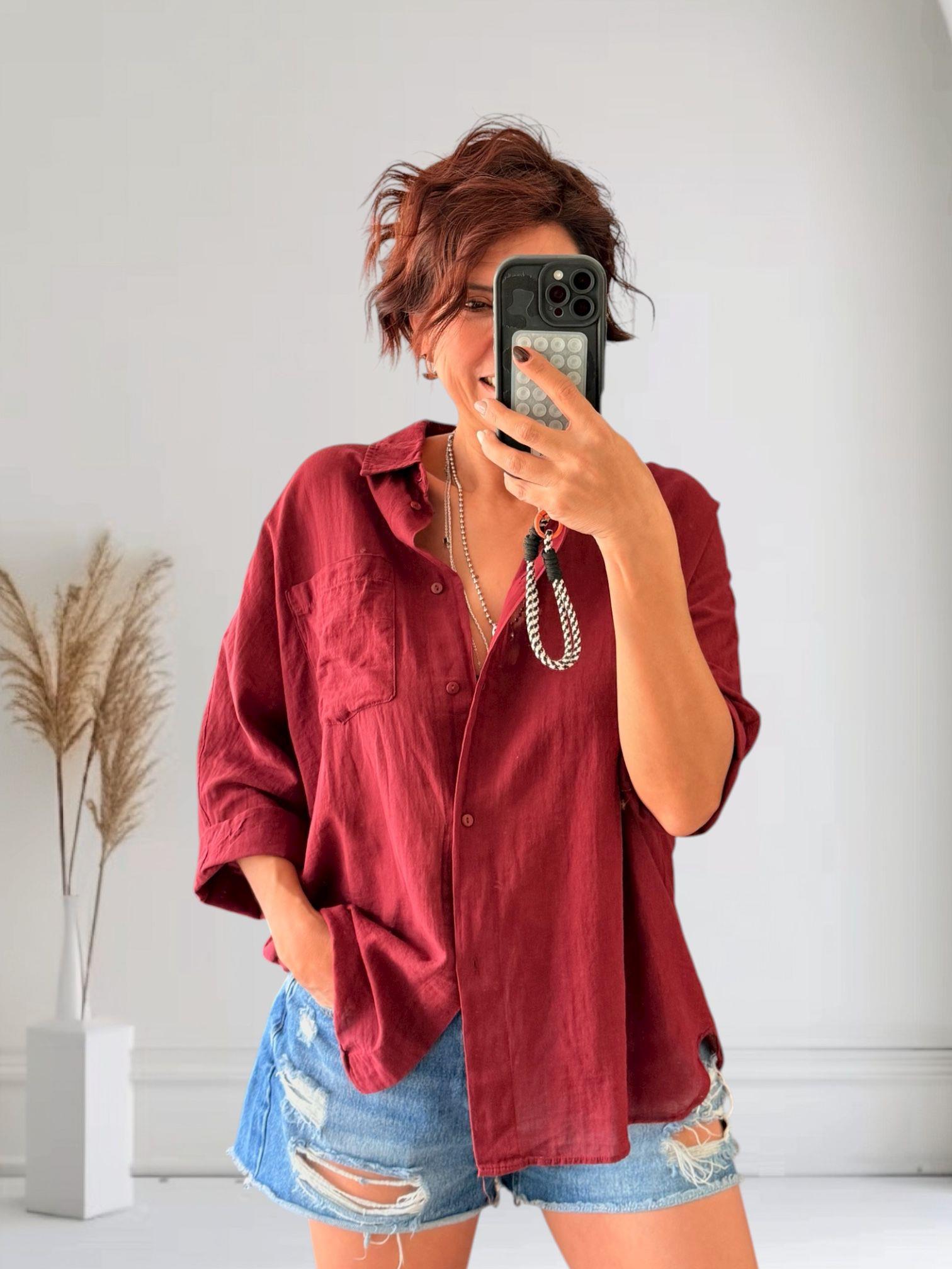 Tülbent Gömlek Bordo