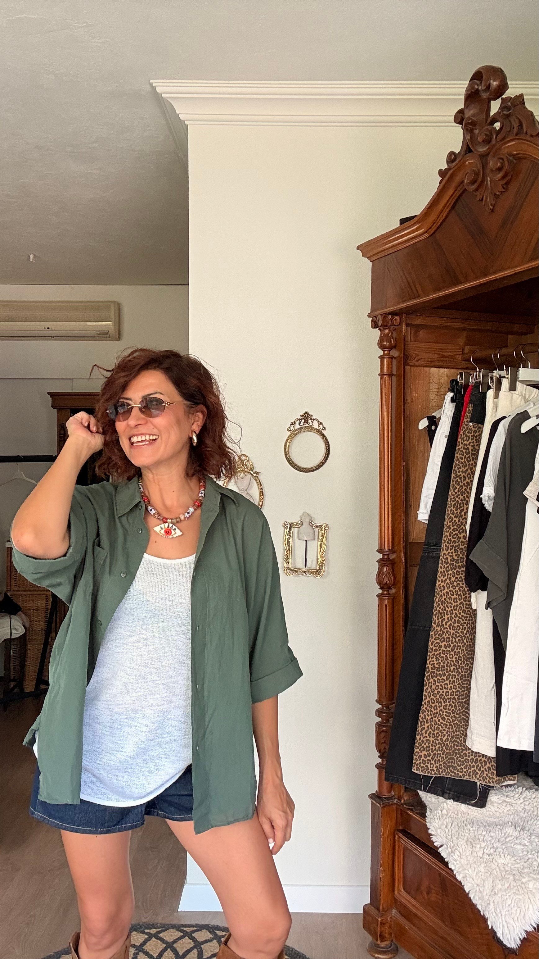 Tülbent Kumaş Gömlek Yeşil