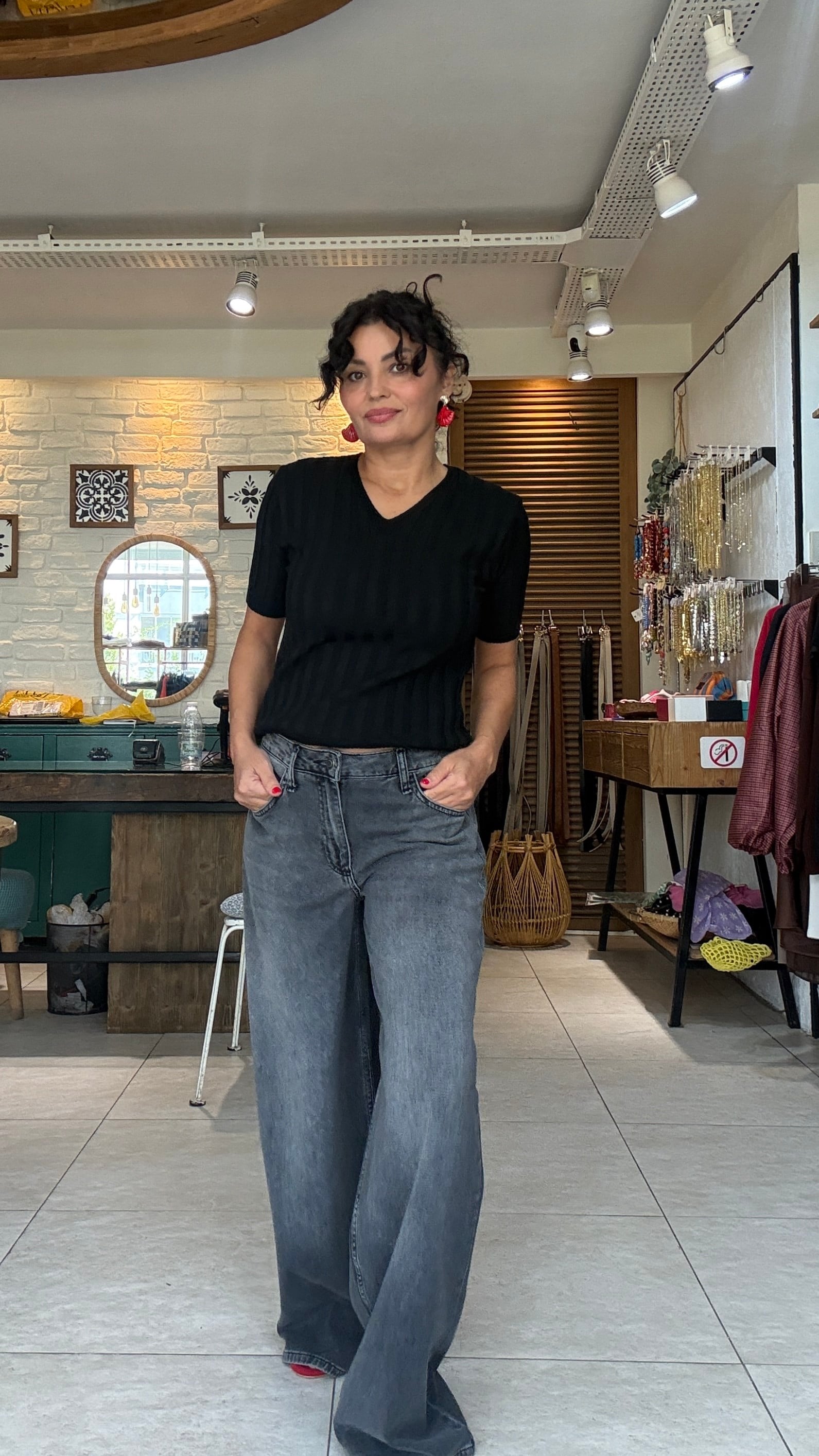 Ultra Wide Ankle Pantolon Gri