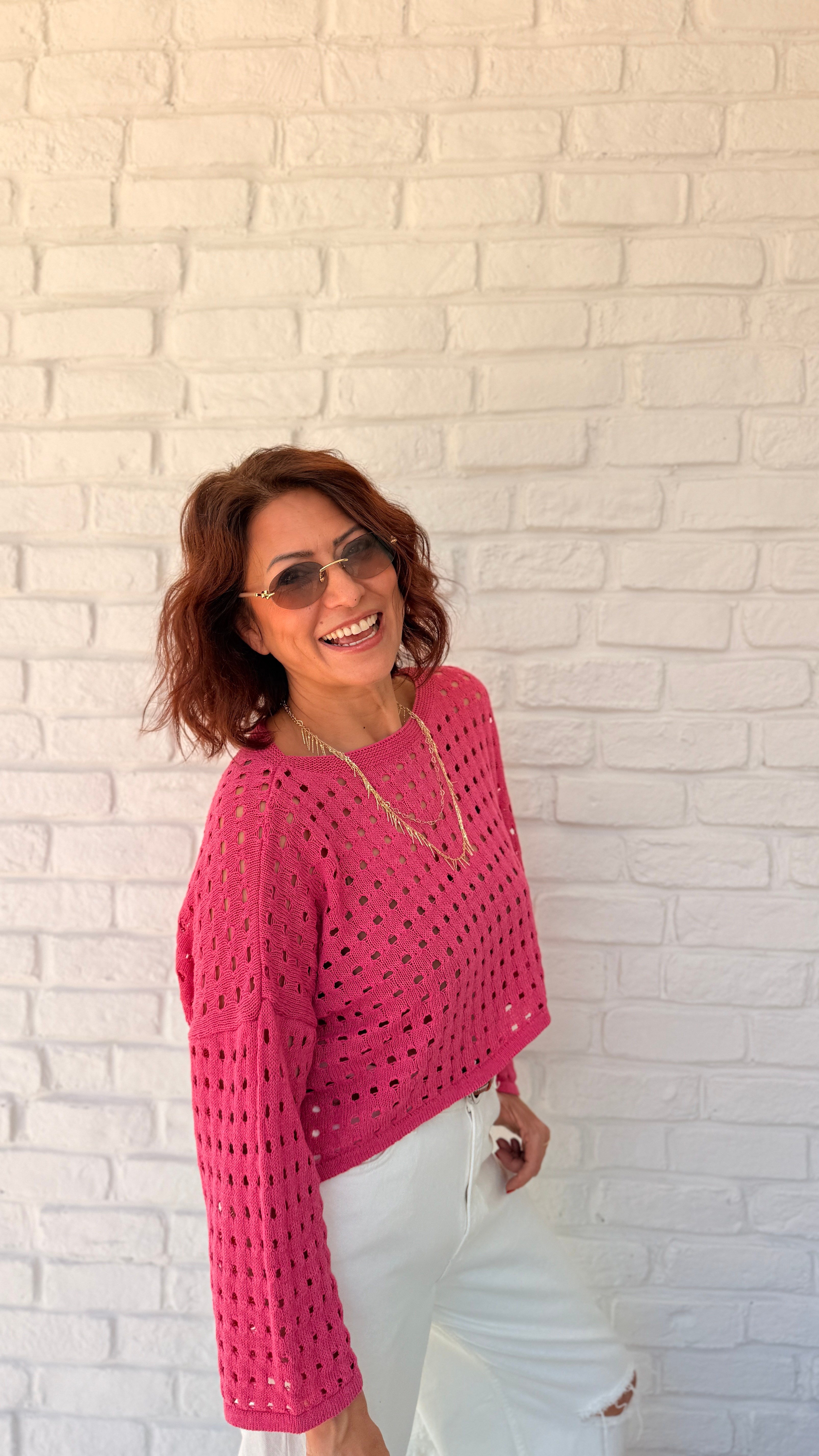 Uzun Kollu Crop Merserize Kazak Pembe
