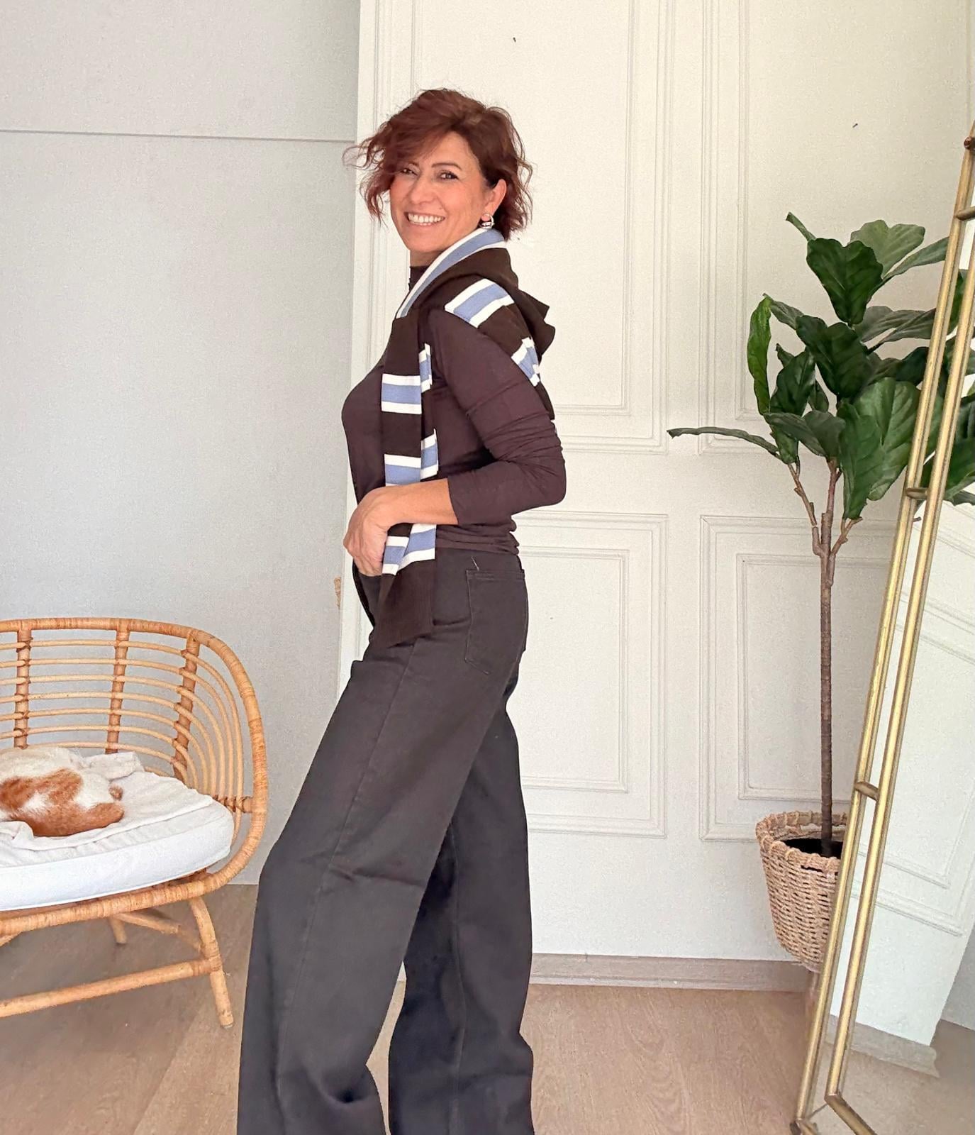 Wide Leg  Jean Brown