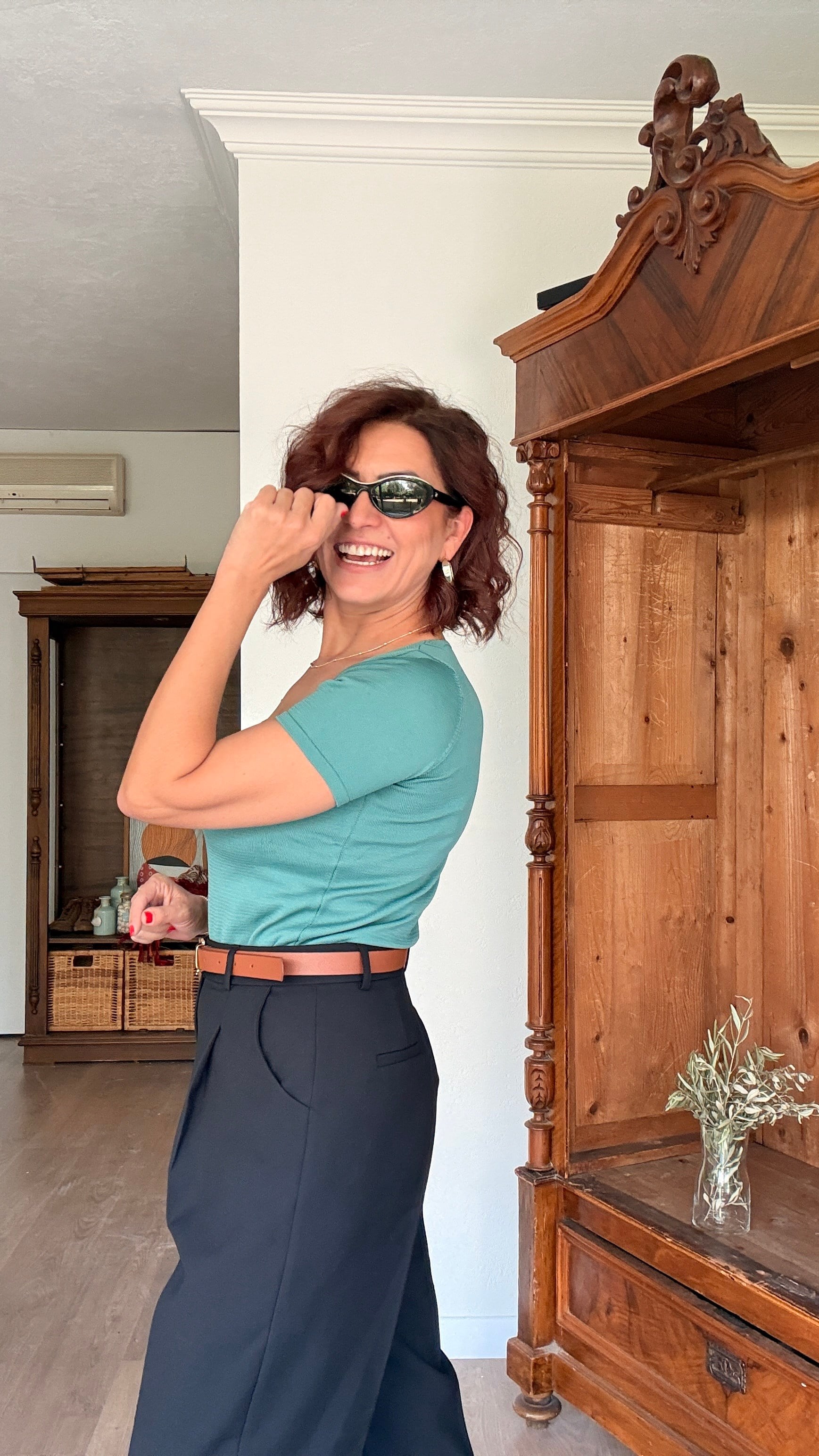 Yarım Kollu Kare Yaka Triko Mint Yeşili