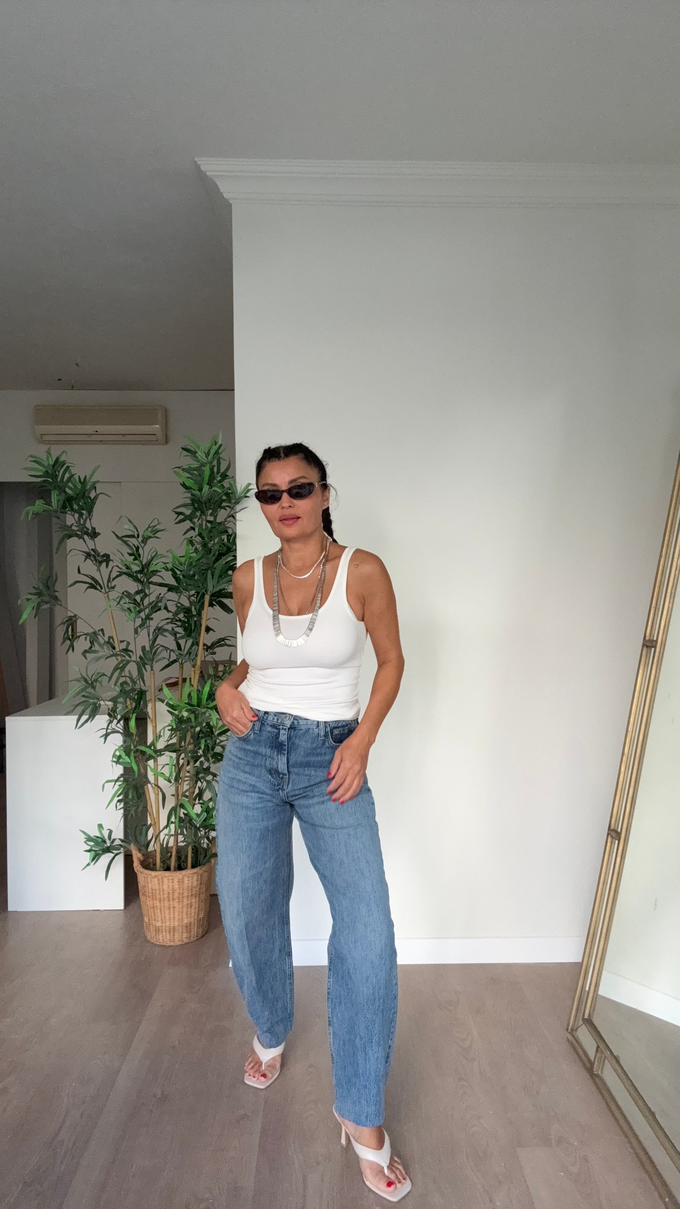 Yıkamalı Mom Jean Lacivert