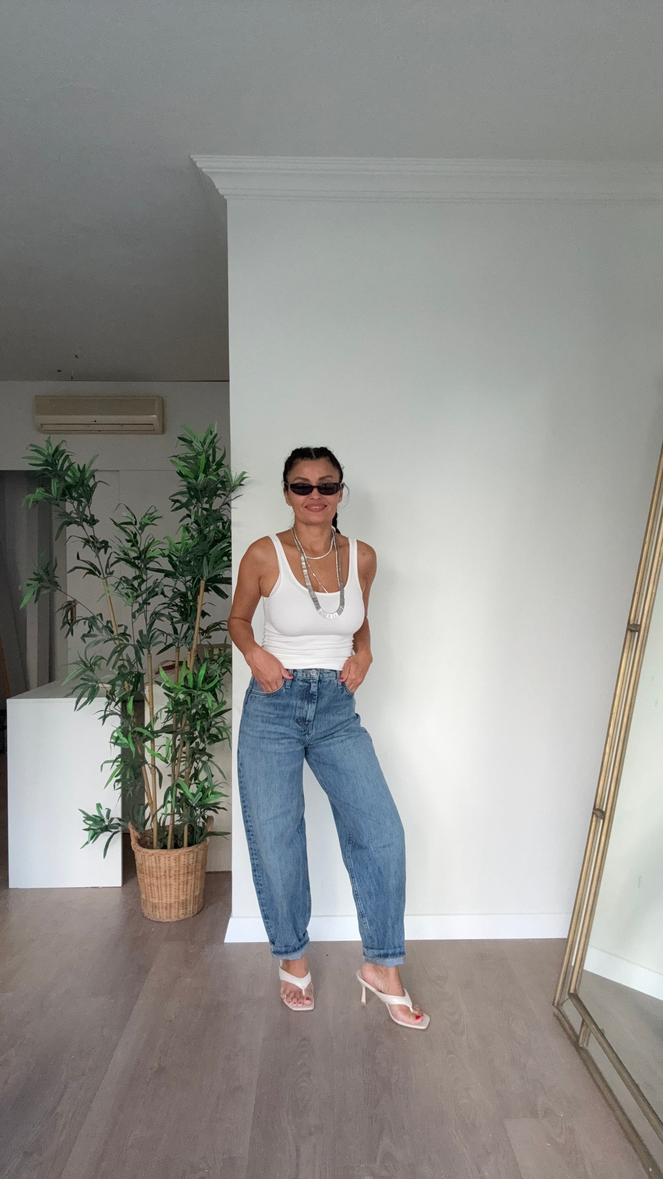 Yıkamalı Mom Jean Lacivert
