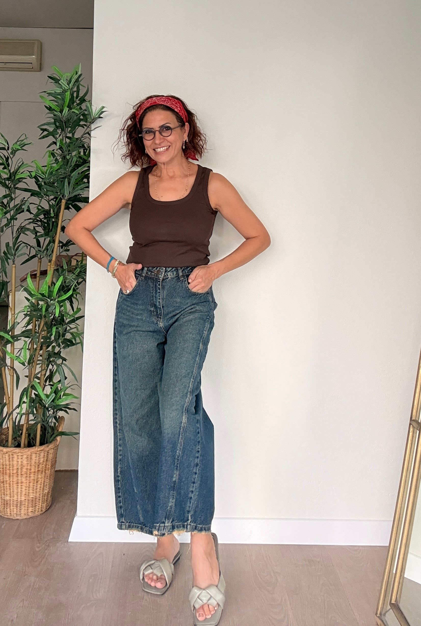 Yüksek Bel Baggy Jean Lacivert