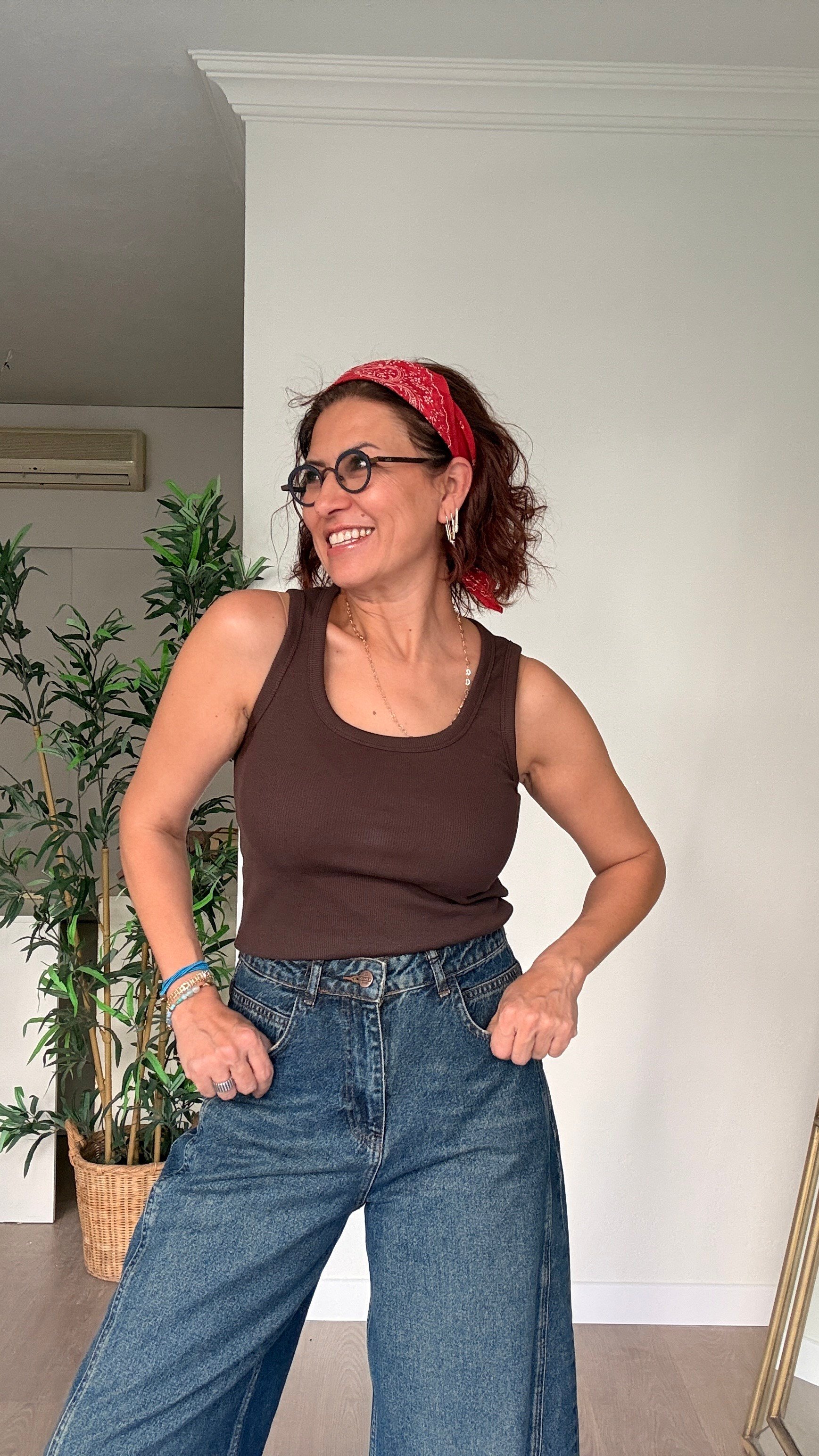 Yüksek Bel Baggy Jean Lacivert