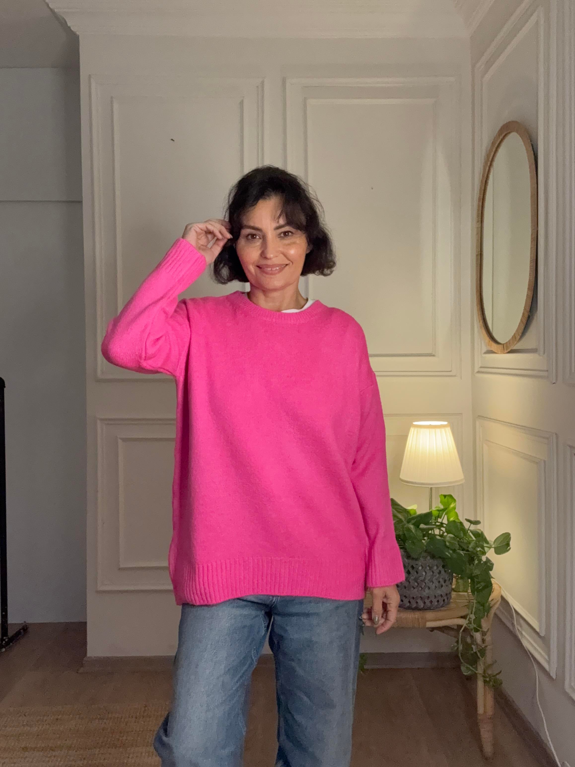 Yumoş Kazak Oversize Pembe