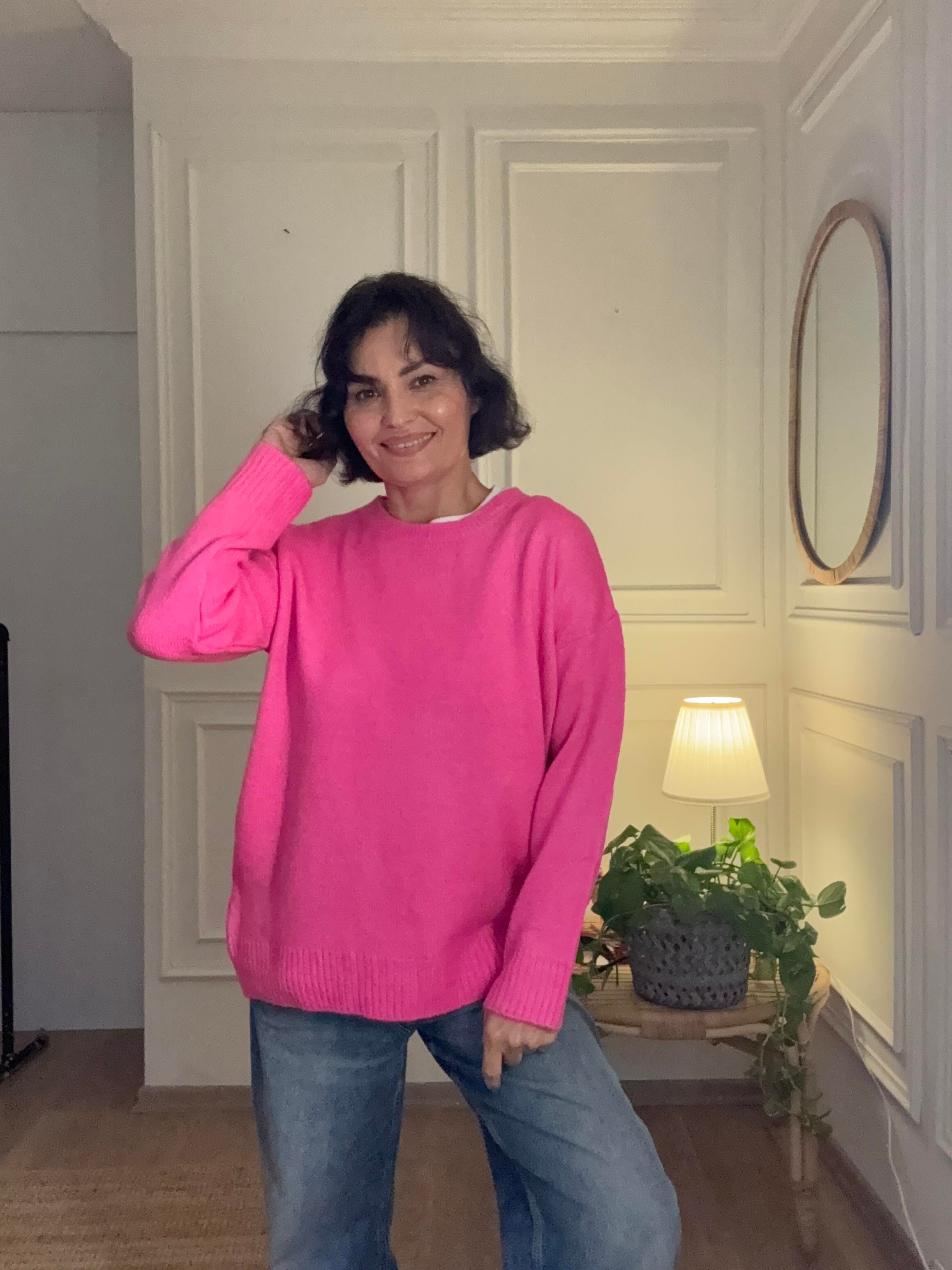 Yumoş Kazak Oversize Pembe