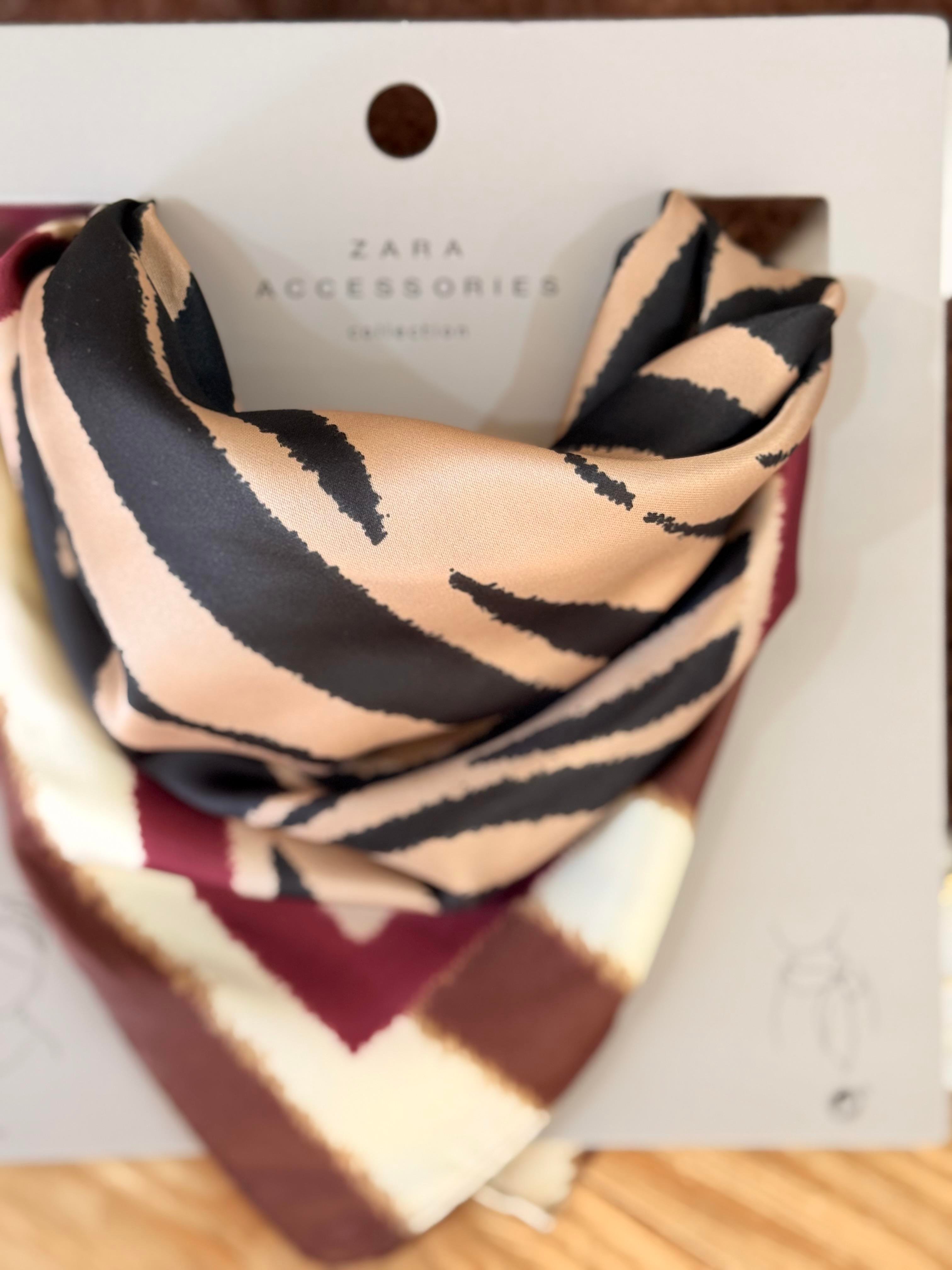 Z-R Fular Kahverengi Zebra Desen