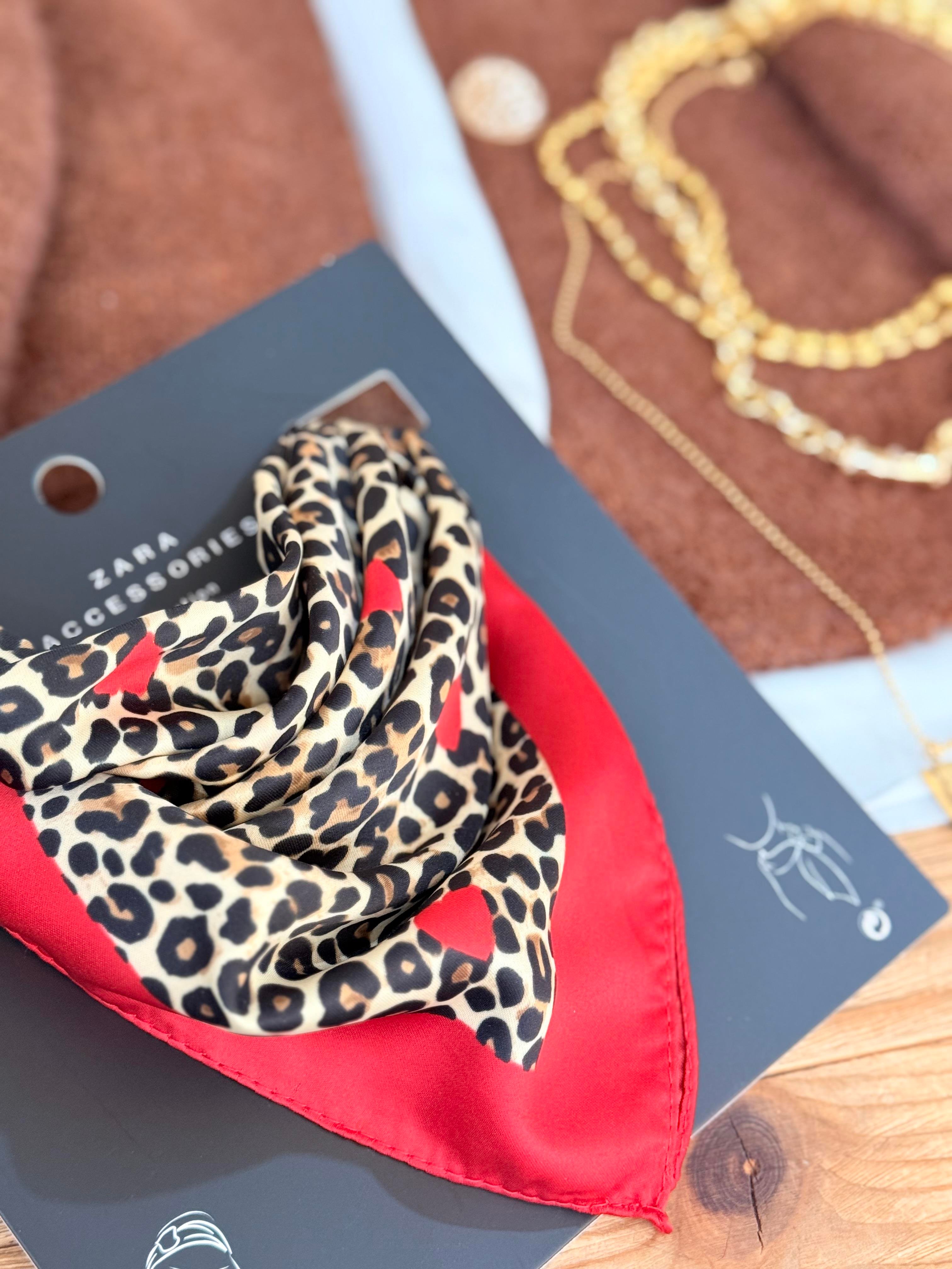 Z-R Fular Leopar Kırmızı