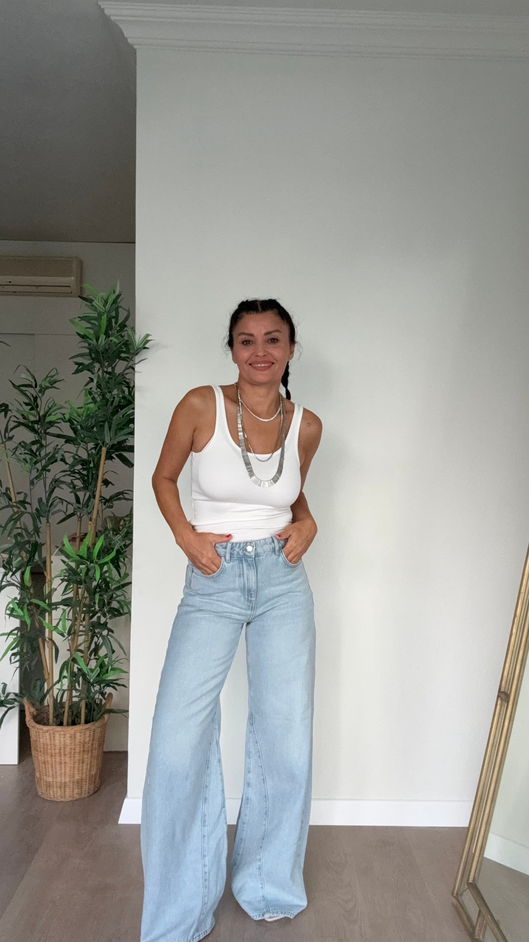 ZRA Wide Leg Jean Buz Mavisi