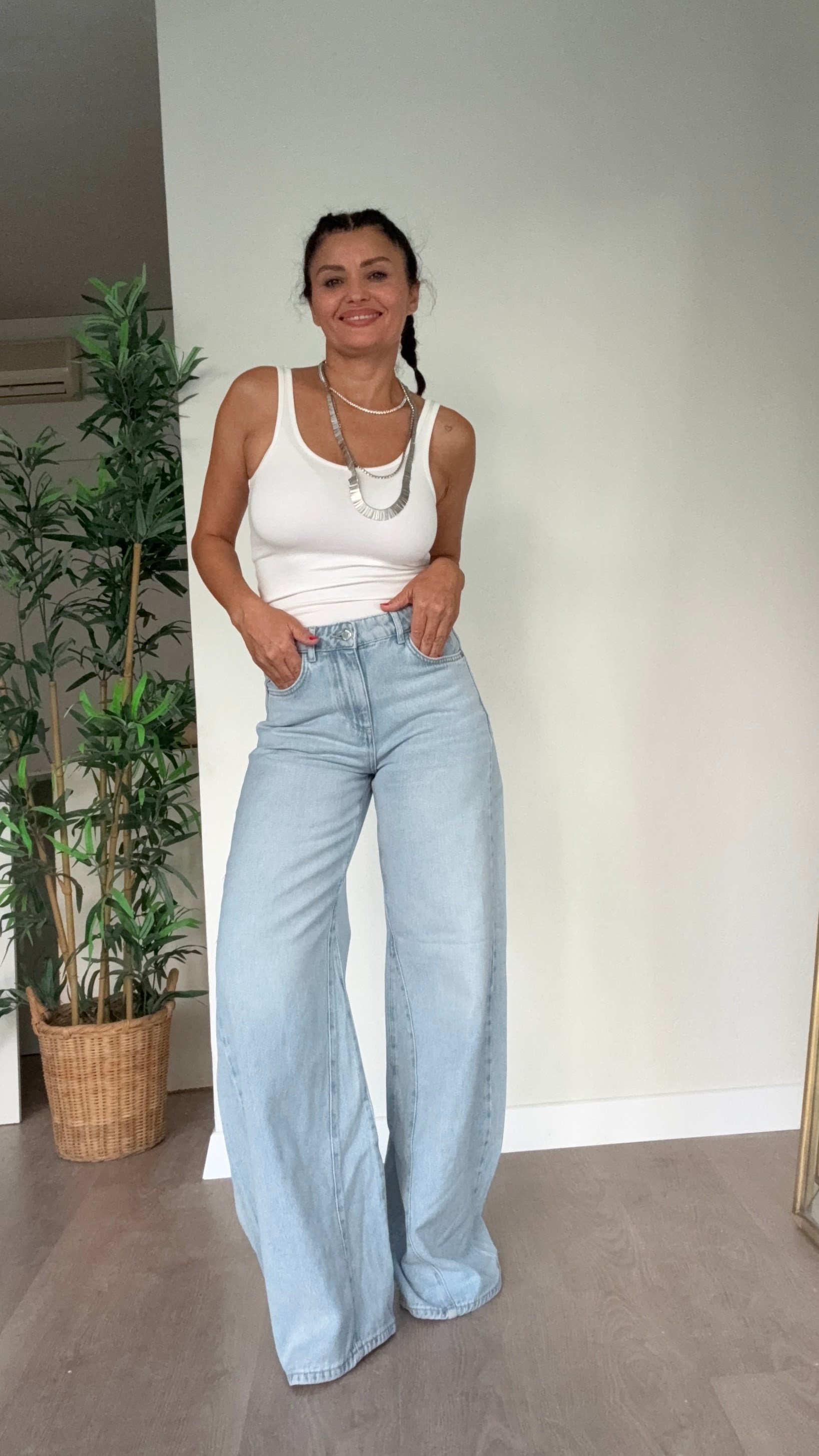 ZRA Wide Leg Jean Buz Mavisi