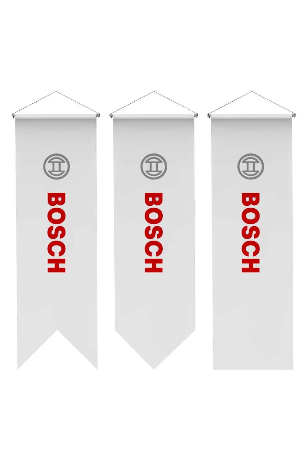 Bosch Logolu Kırlangıç Bayrak 75x200 cm 1.Sınıf Saten Kumaş