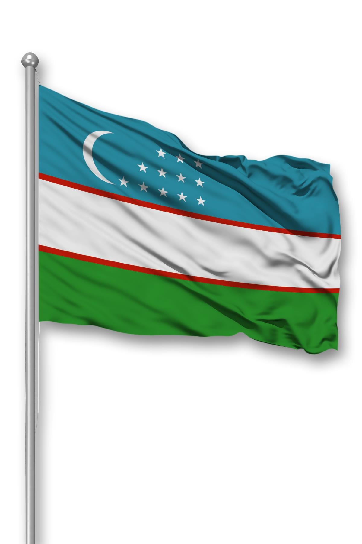 Özbekistan Ülke Bayrağı 1. Kalite Raşel Kumaş