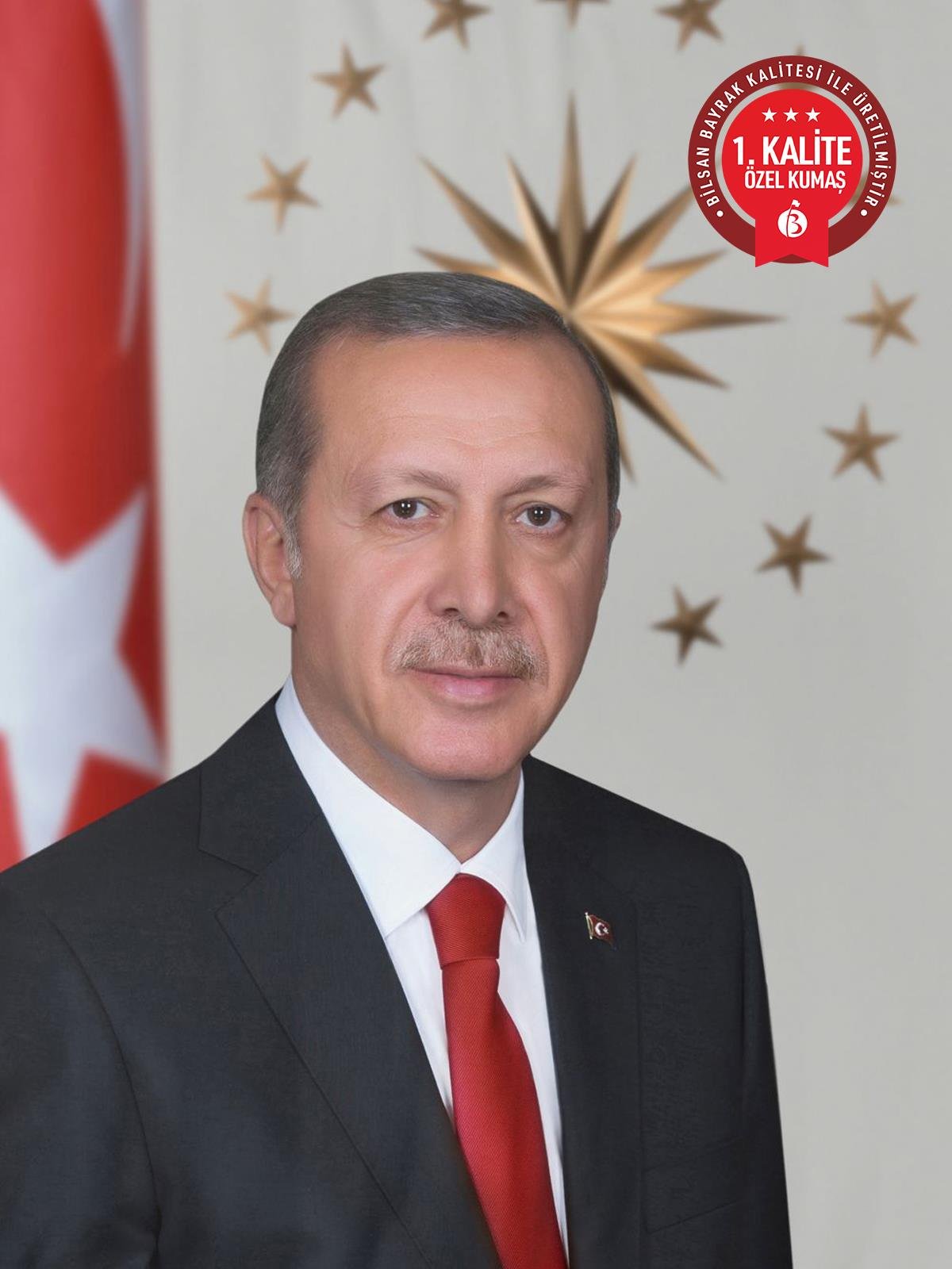 Recep Tayyip Erdoğan Bayrağı 300x450 cm 1. Kalite Raşel Kumaş