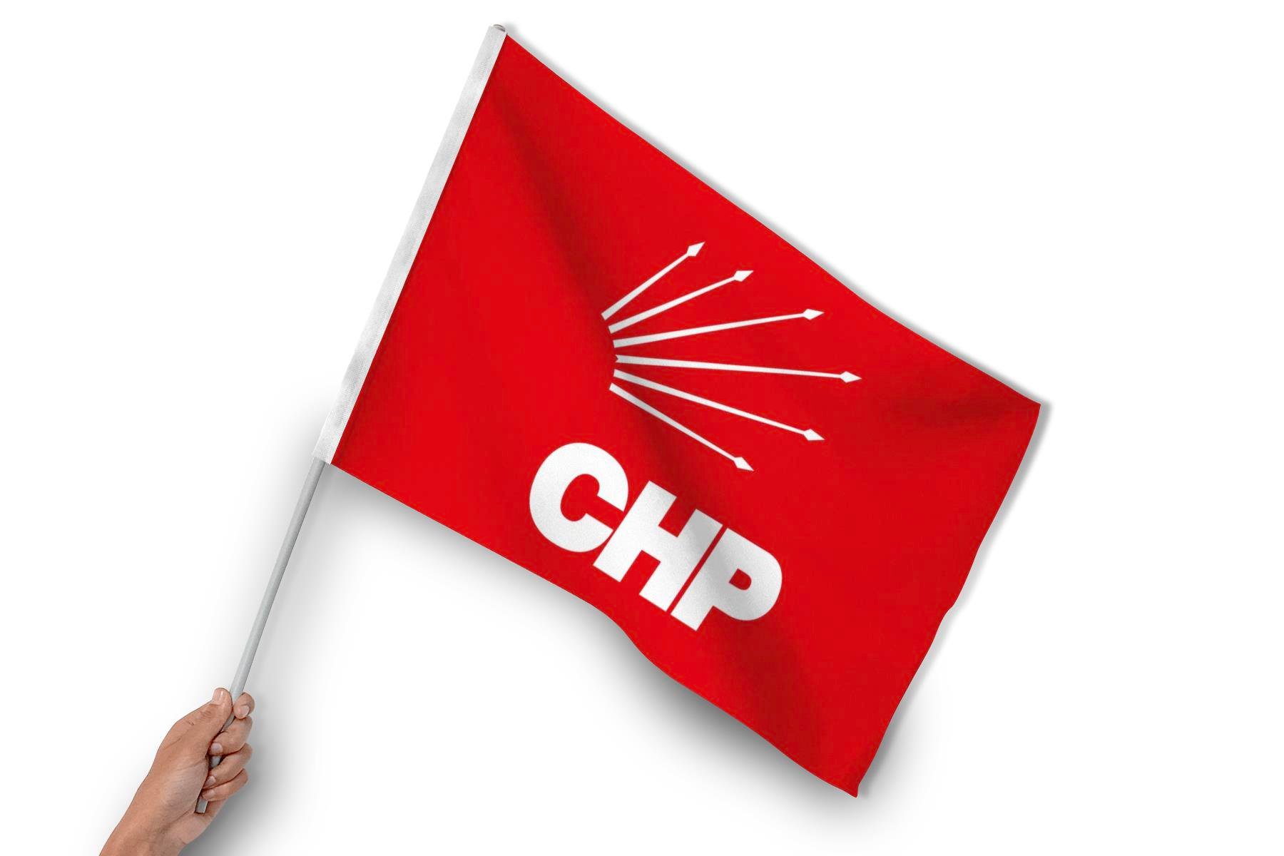 Sopalı CHP Parti Bayrağı (20 Adet) 1. Kalite Raşel Kumaş 50x75 cm