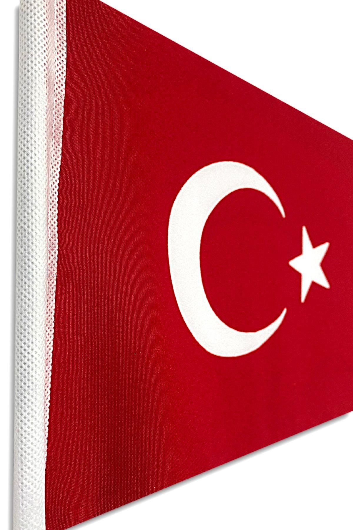 Sopalı Türk Bayrağı 50x75 cm (10 Adet) 1.Kalite Alpaka Kumaş