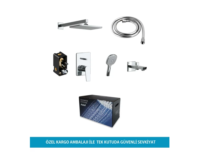 Adell Azure Elegant Ankastre Duş Seti - Krom - 3 Yollu Çıkış | 15690651