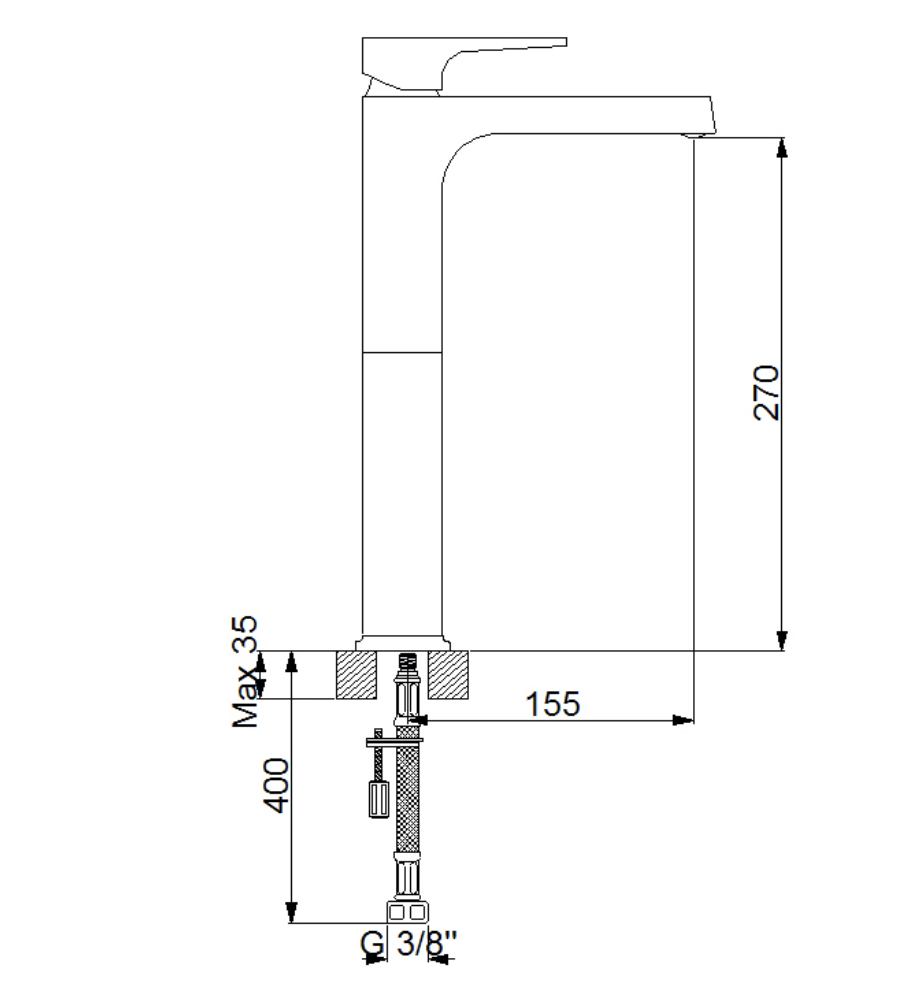 Aqua Çanak Tip Lavabo Bataryası Siyah / Parlak Bakır 941001BS