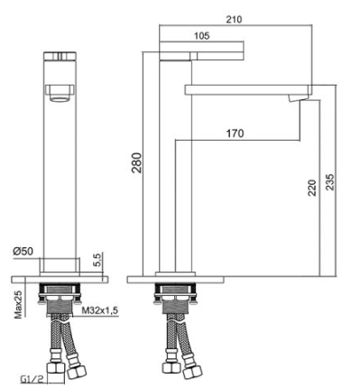 Bold Çanak Tipi Lavabo Bataryası Siyah 910001B