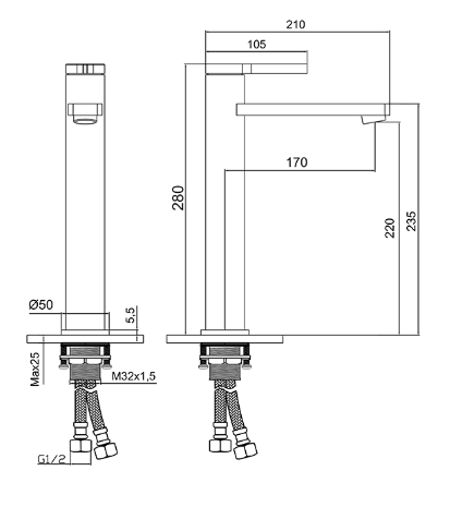 Bold Çanak Tipi Lavabo Bataryası Siyah-Mat Altın 910001BM