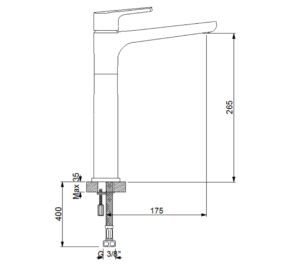 Çanak Tipi Lavabo Bataryası Siyah 150001NB