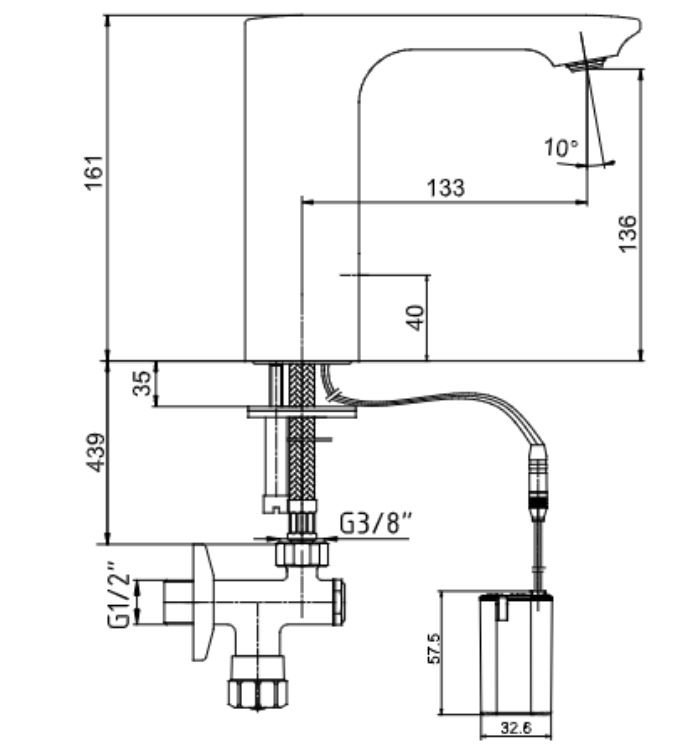 E.C.A Compact Fotoselli Lavabo Bataryası - Elektrikli