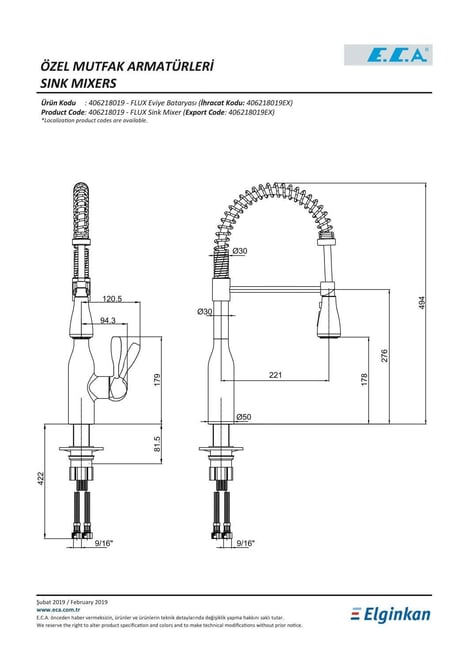 E.C.A. Flux Yaylı 406218019 Mutfak Bataryası