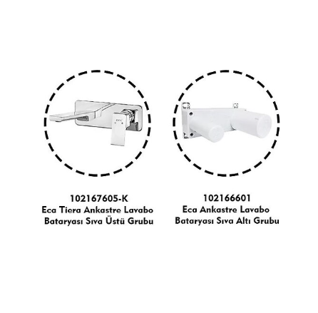Eca Tiera Ankastre Gömme Lavabo Bataryası Set 102167605-K+102166601