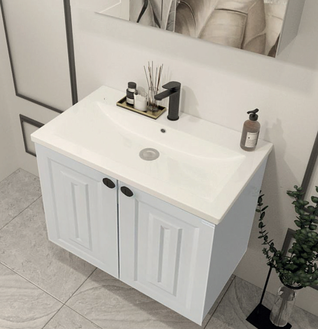 Milano Banyo Dolabı 60x45 cm Beyaz