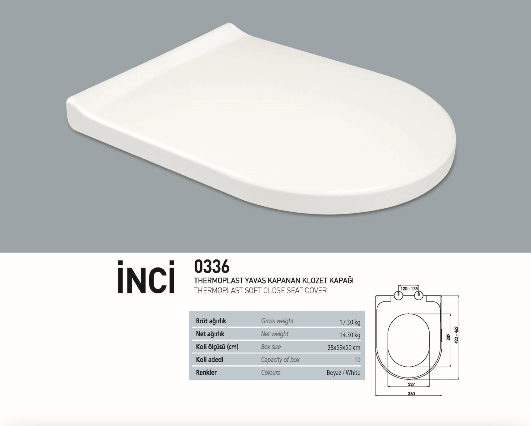 NKP Inci Thermoplast Yavaş Kapanır Klozet Kapağı 0336
