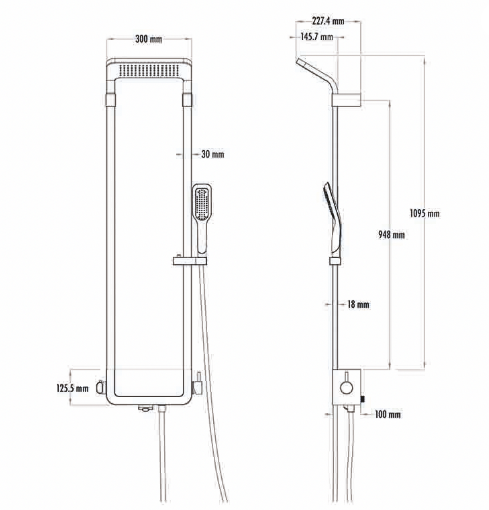 Step Bataryalı Duş Ünitesi Siyah 900532