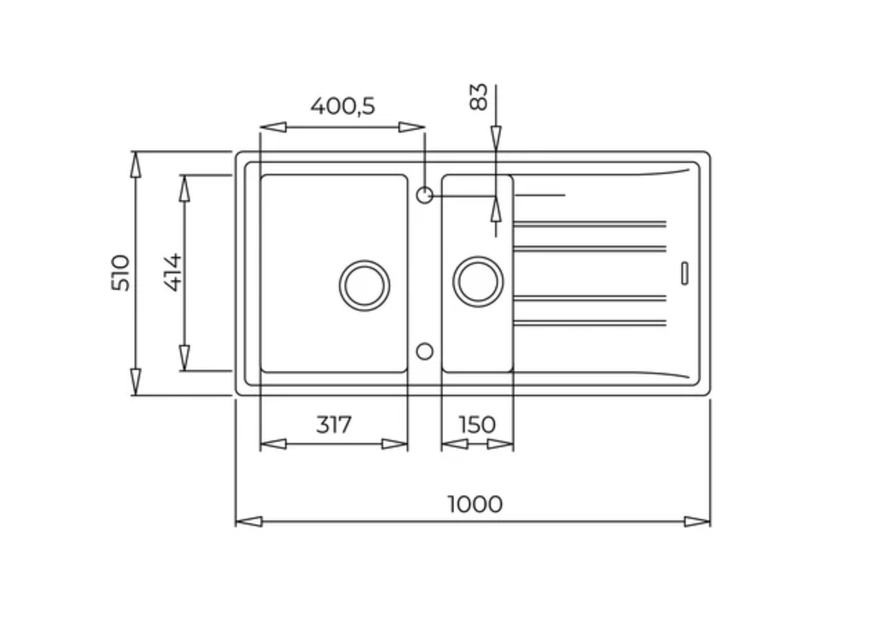 Teka Stone 60 B-TG 1½B 1D 1,5 Hazneli 1 Damlalıklı Tezgahüstü Tegranite+ Eviye 115360000