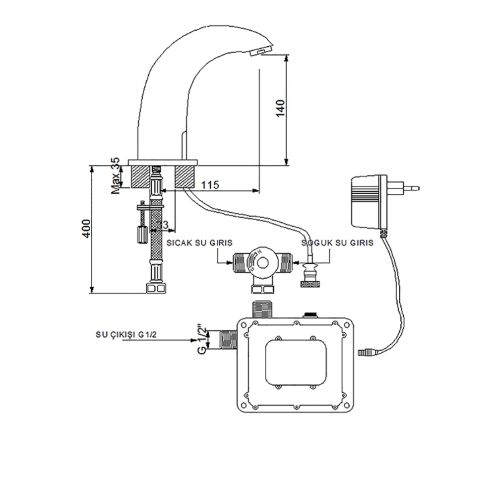 Tekno Fotoselli Elite Fotoselli Lavabo Bataryası Siyah 510523B
