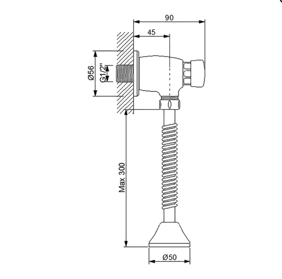 Tekno Yarı Zamanlı Pisuvar Musluğu 516006