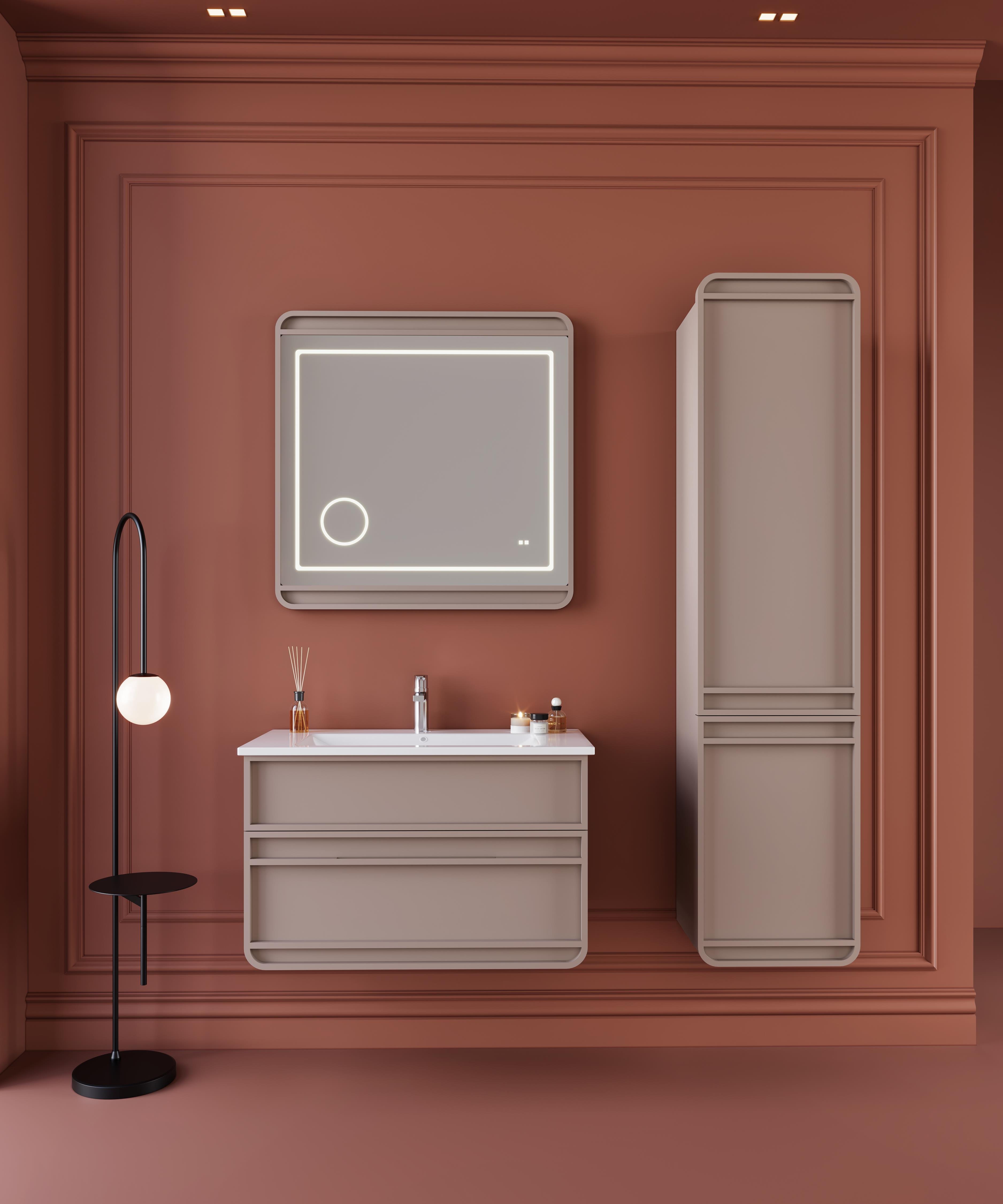 WoodBox Berlin Banyo Dolabı 80x45 cm Krem Beyazı