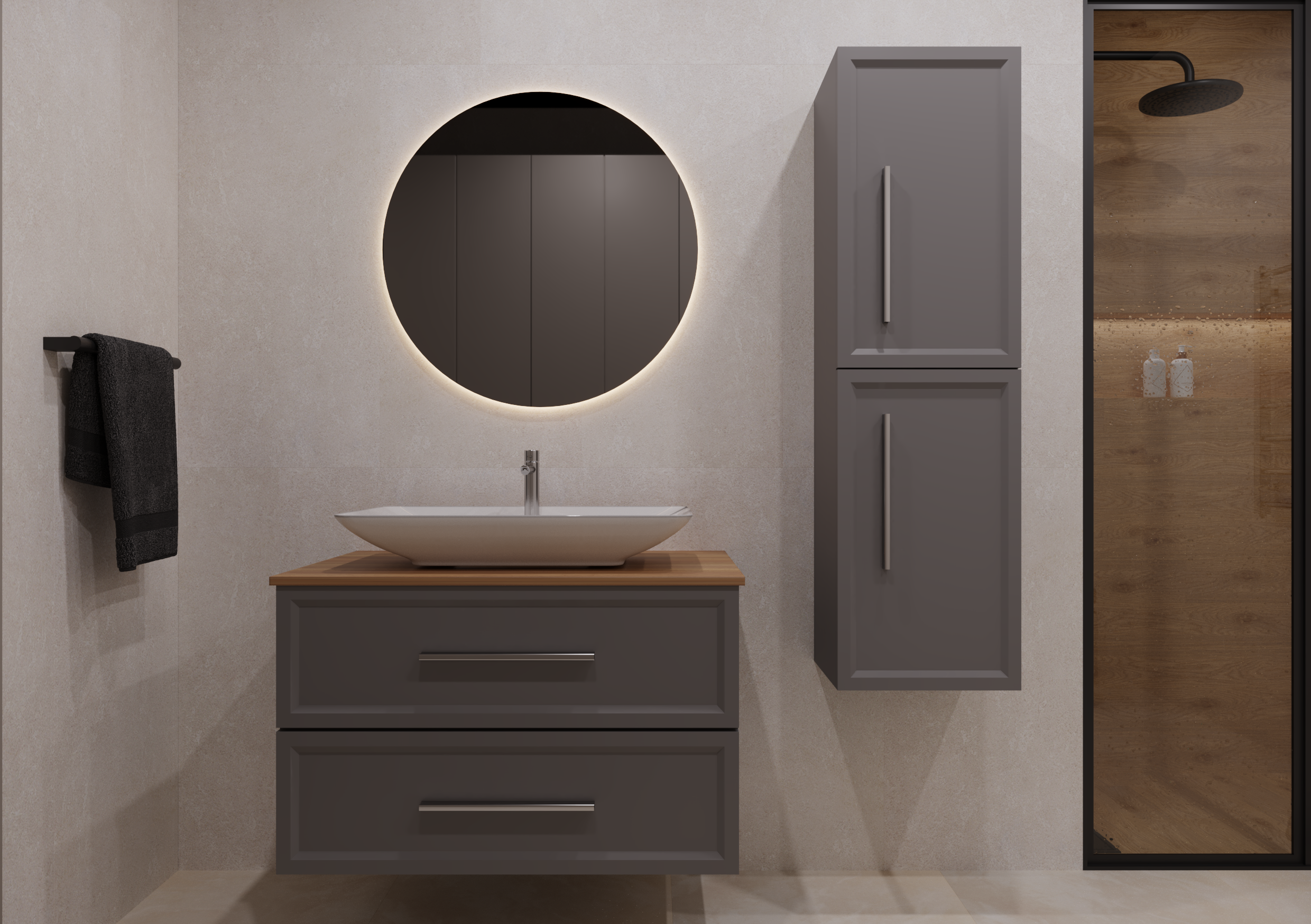 WoodBox Dream Banyo Dolabı 80x45 cm Anrasit