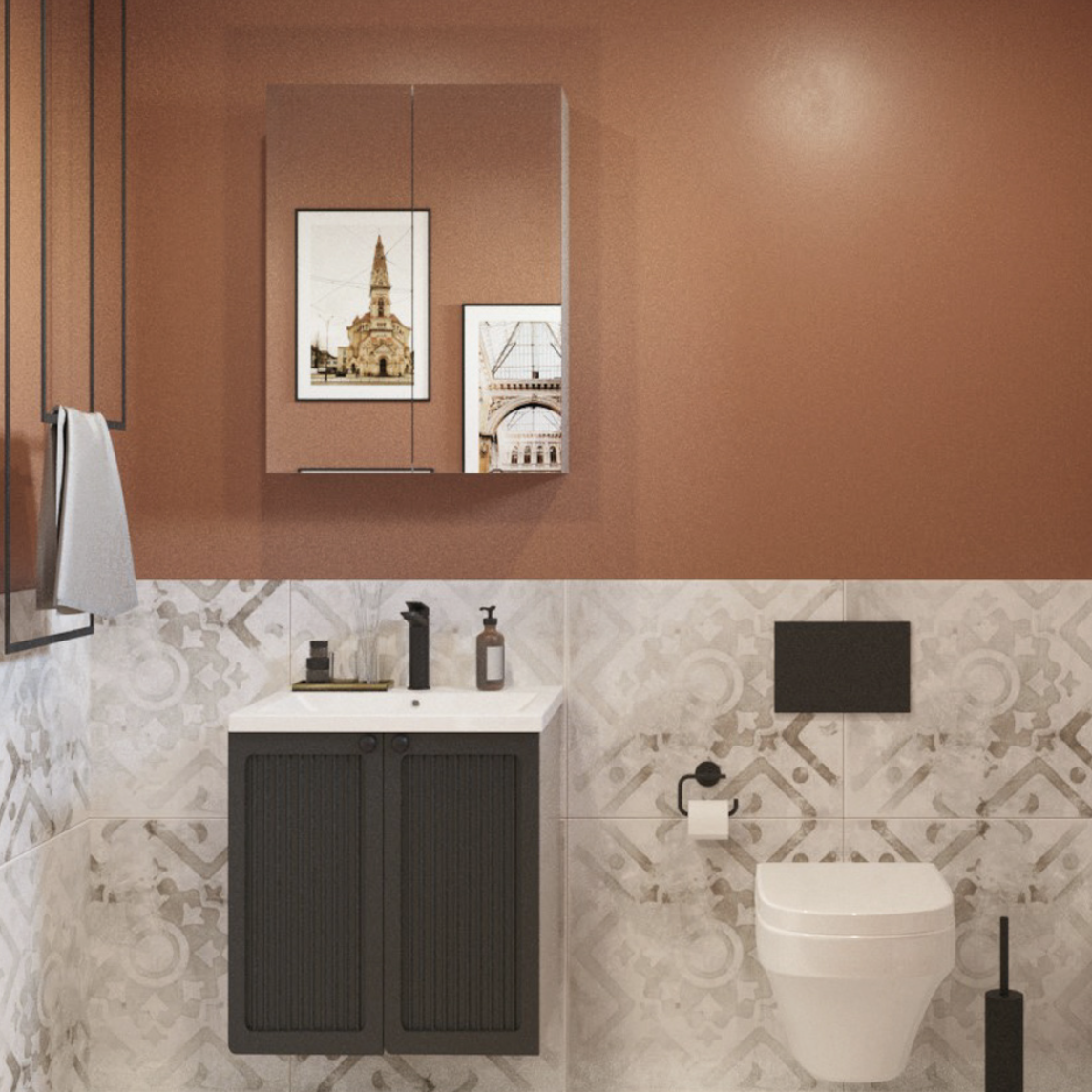 WoodBox River Banyo Dolabı 80x45 cm Antrasit