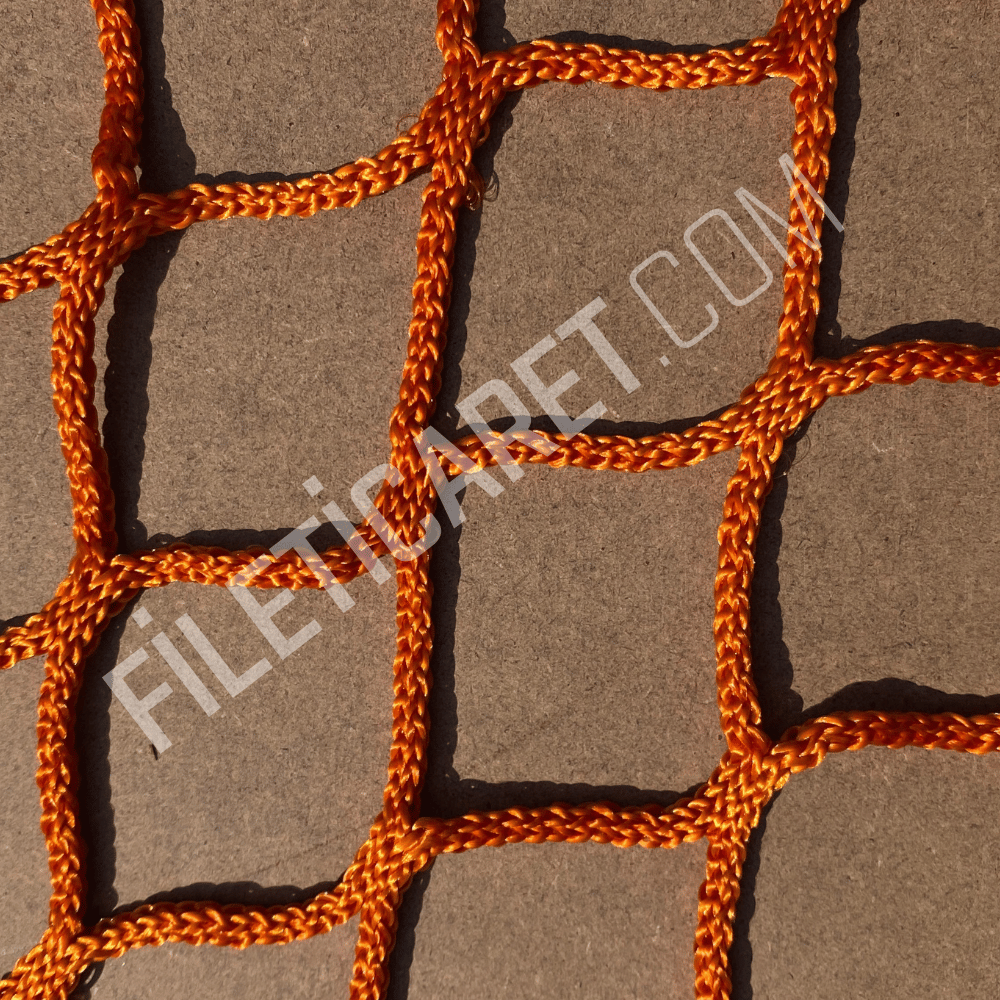 Renkli File (Kare) - 5x5 gözenek -Overloklu -  4mm kalınlık - Turuncu