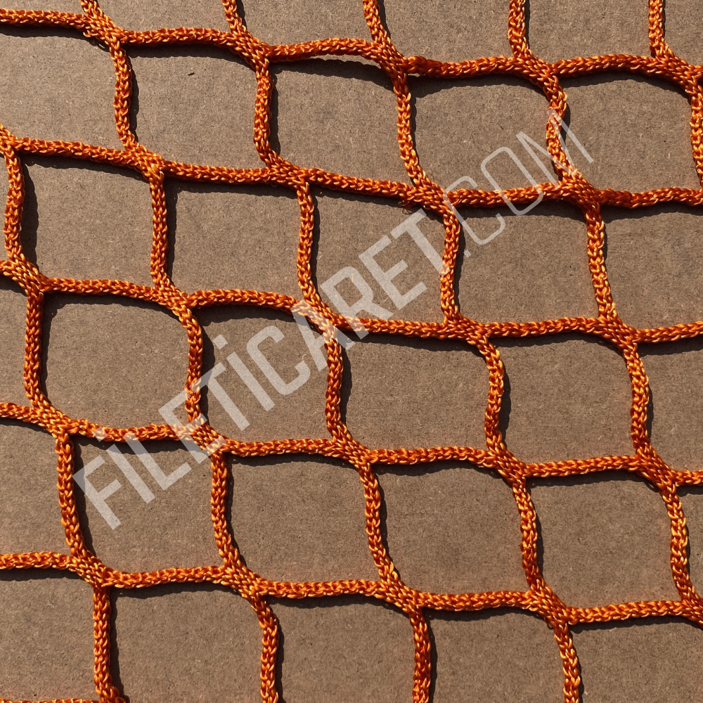 Renkli File (Kare) - 5x5 gözenek -Overloklu -  4mm kalınlık - Turuncu