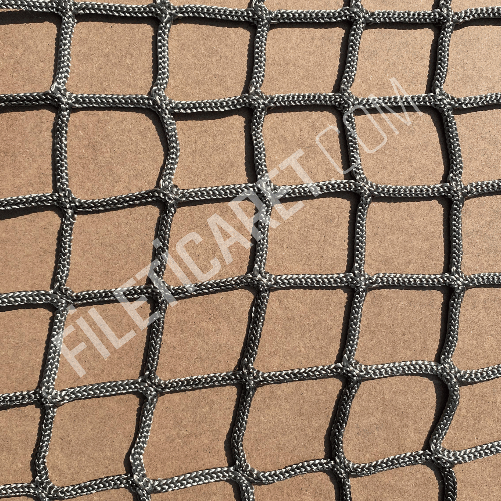 Renkli File (Kare) - 5x5 gözenek -Overloklu -  4mm kalınlık - Gri