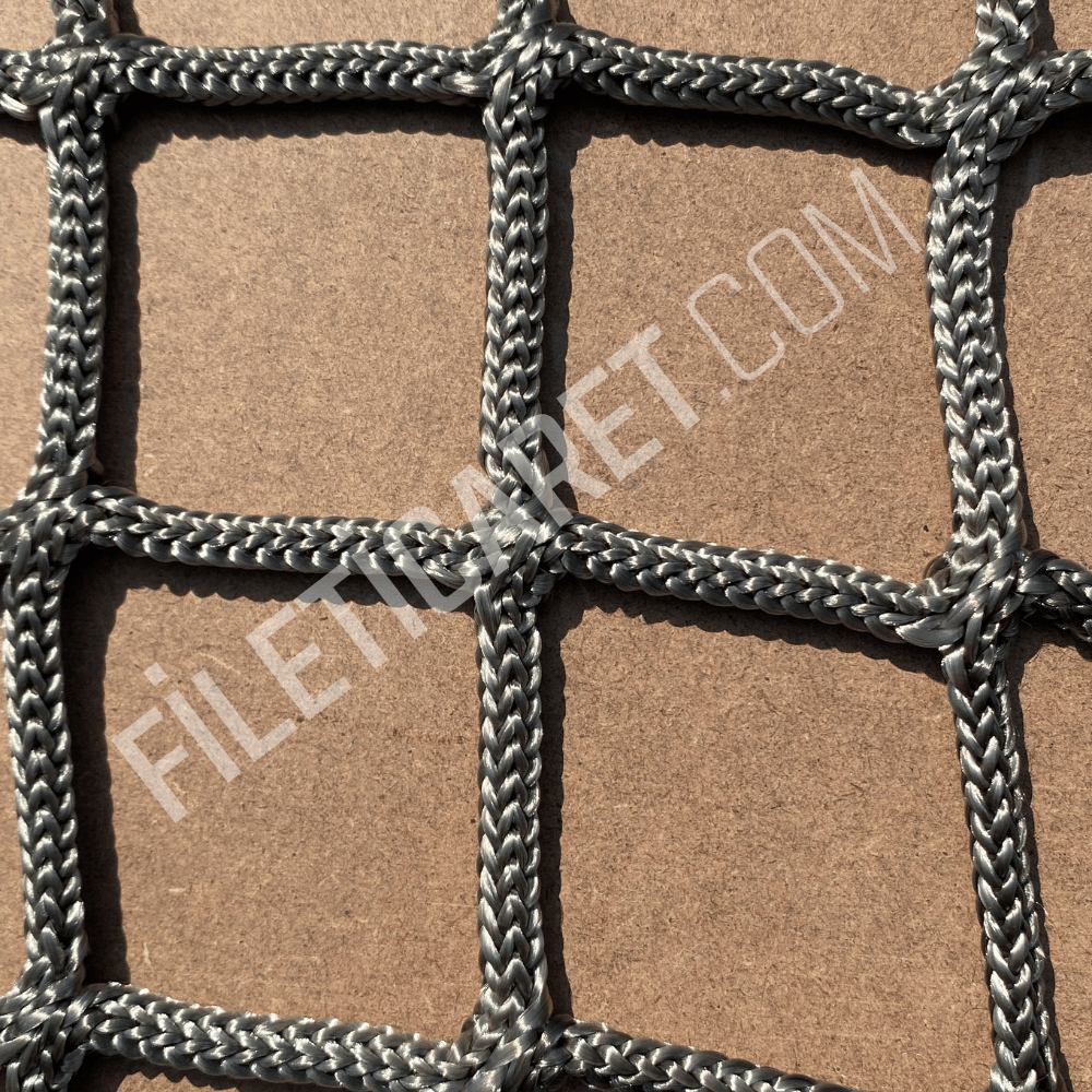 Renkli File (Kare) - 5x5 gözenek -Overloklu -  4mm kalınlık - Gri