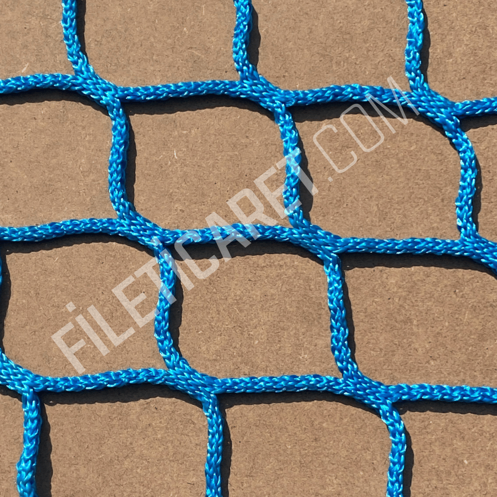 Renkli File (Kare) - 5x5 gözenek -Overloklu -  4mm kalınlık - Mavi
