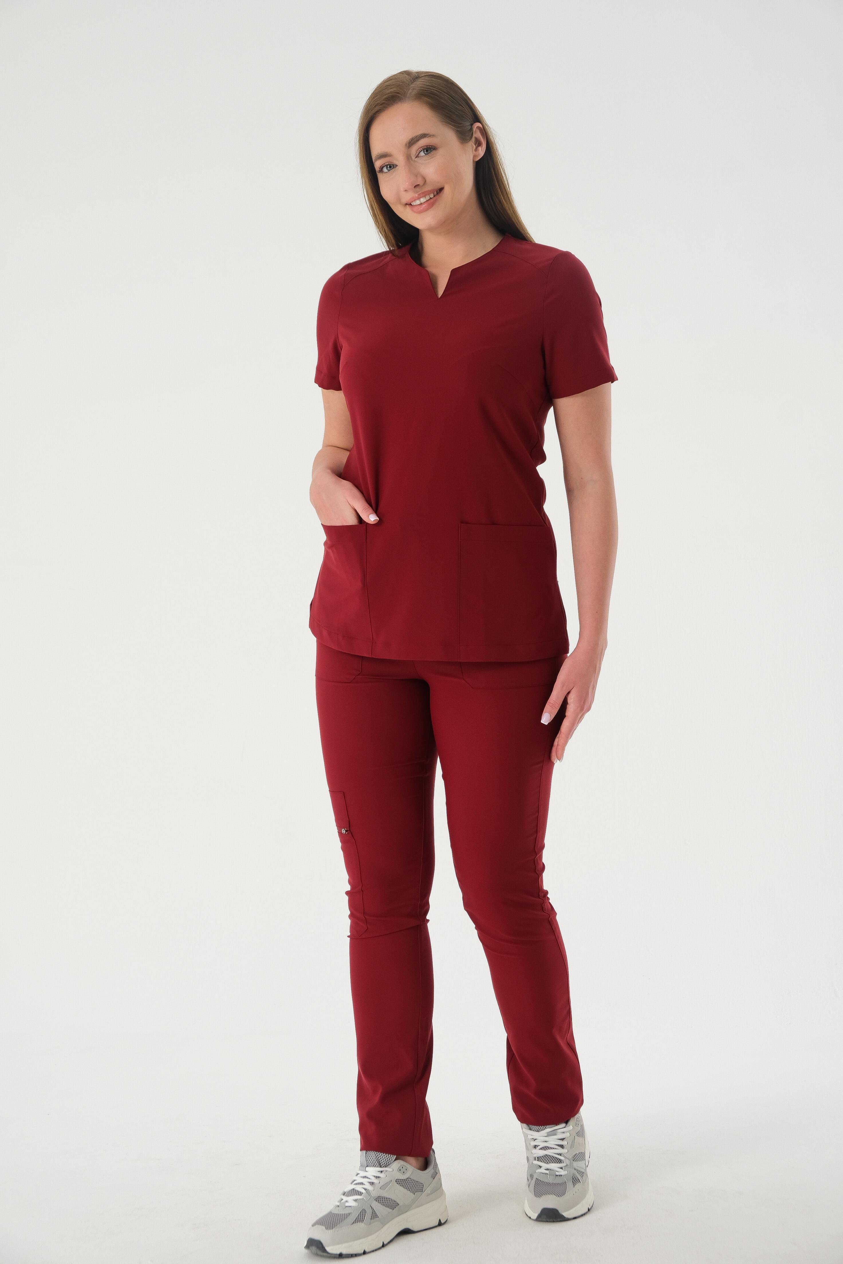 ASEL798-PERLA926A Kadın Cerrahi Takım - Bordo
