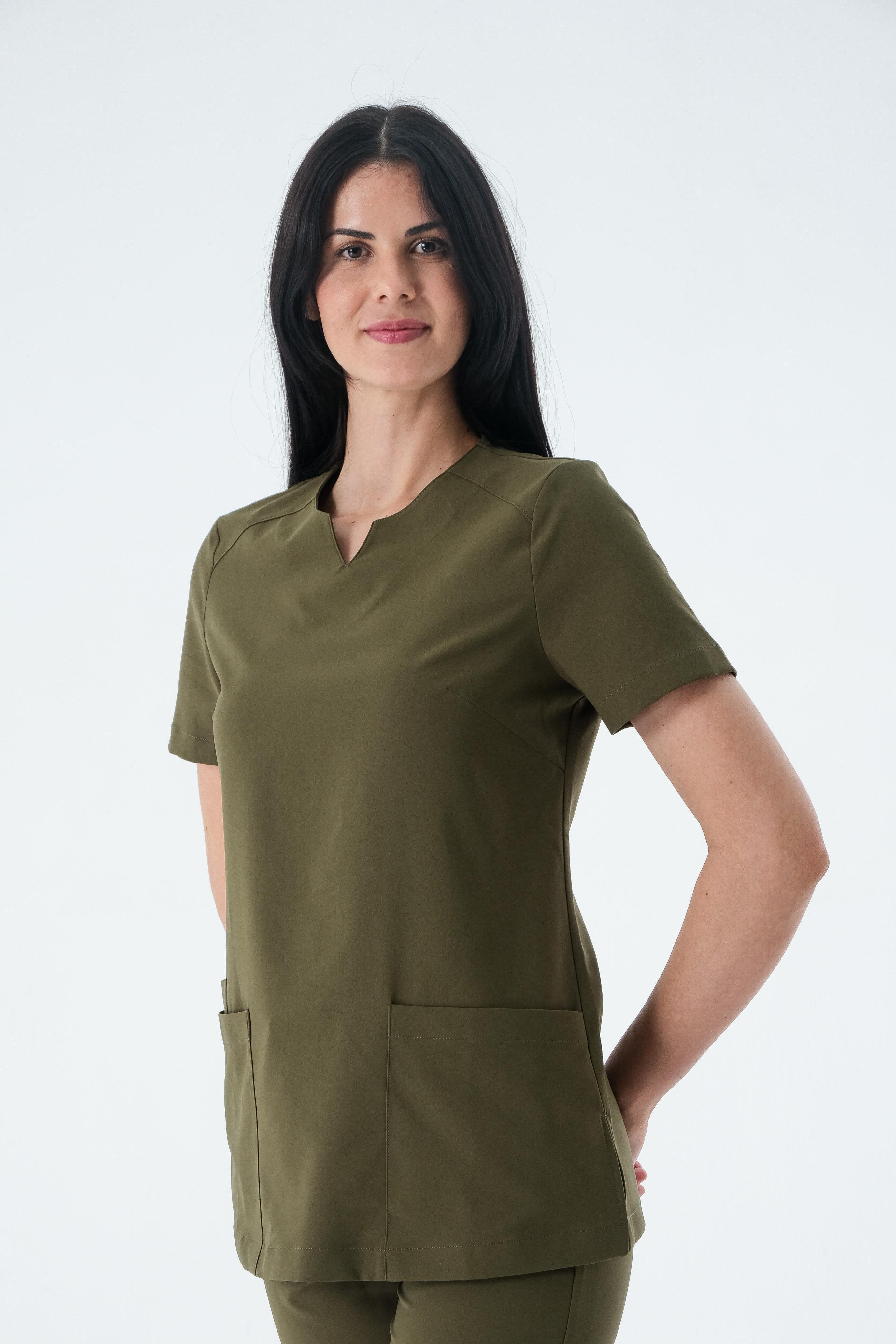 ASEL798-PERLA926A Kadın Cerrahi Takım - Haki Yeşil