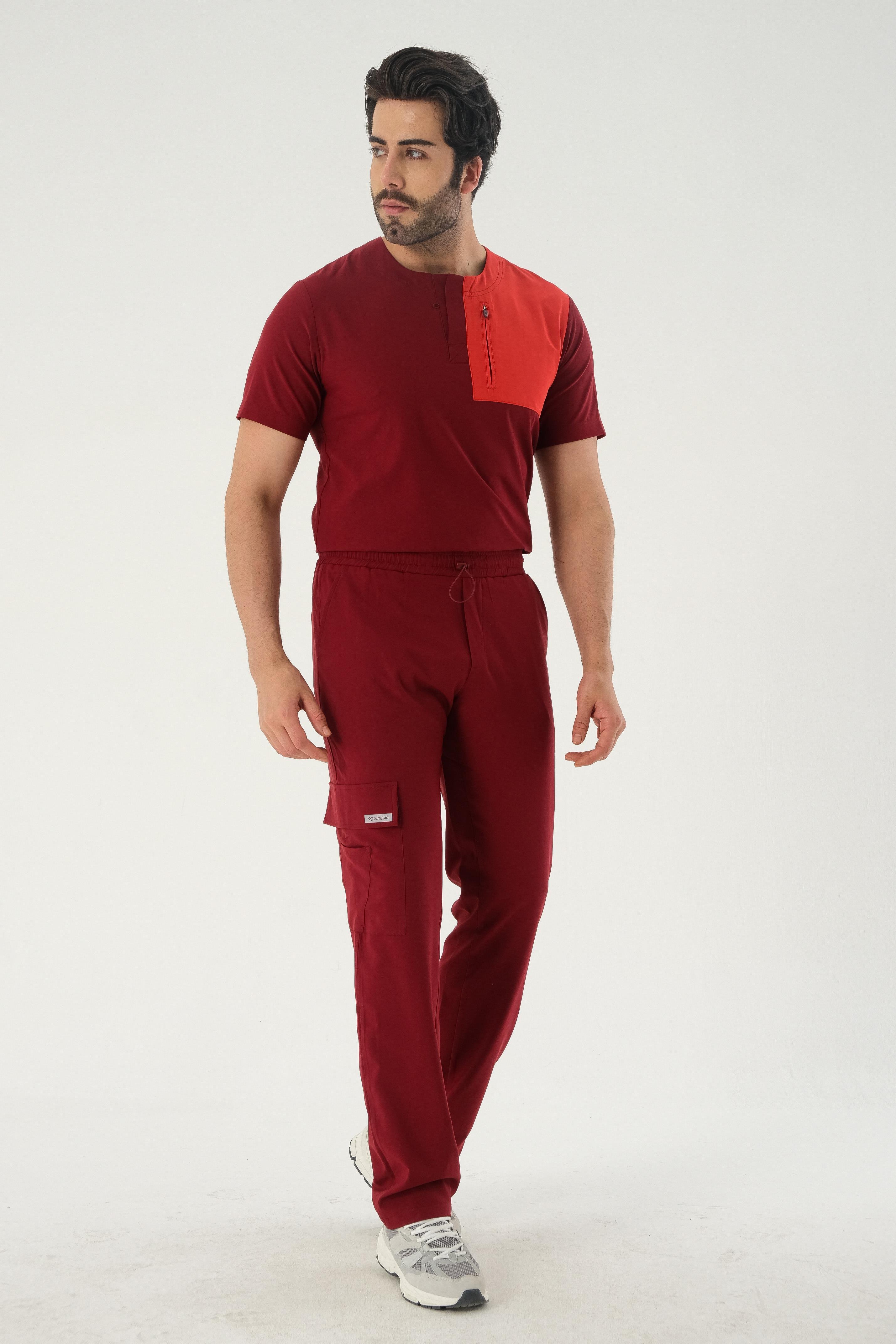 LUCAS TWO Cerrahi Pantolon - Bordo