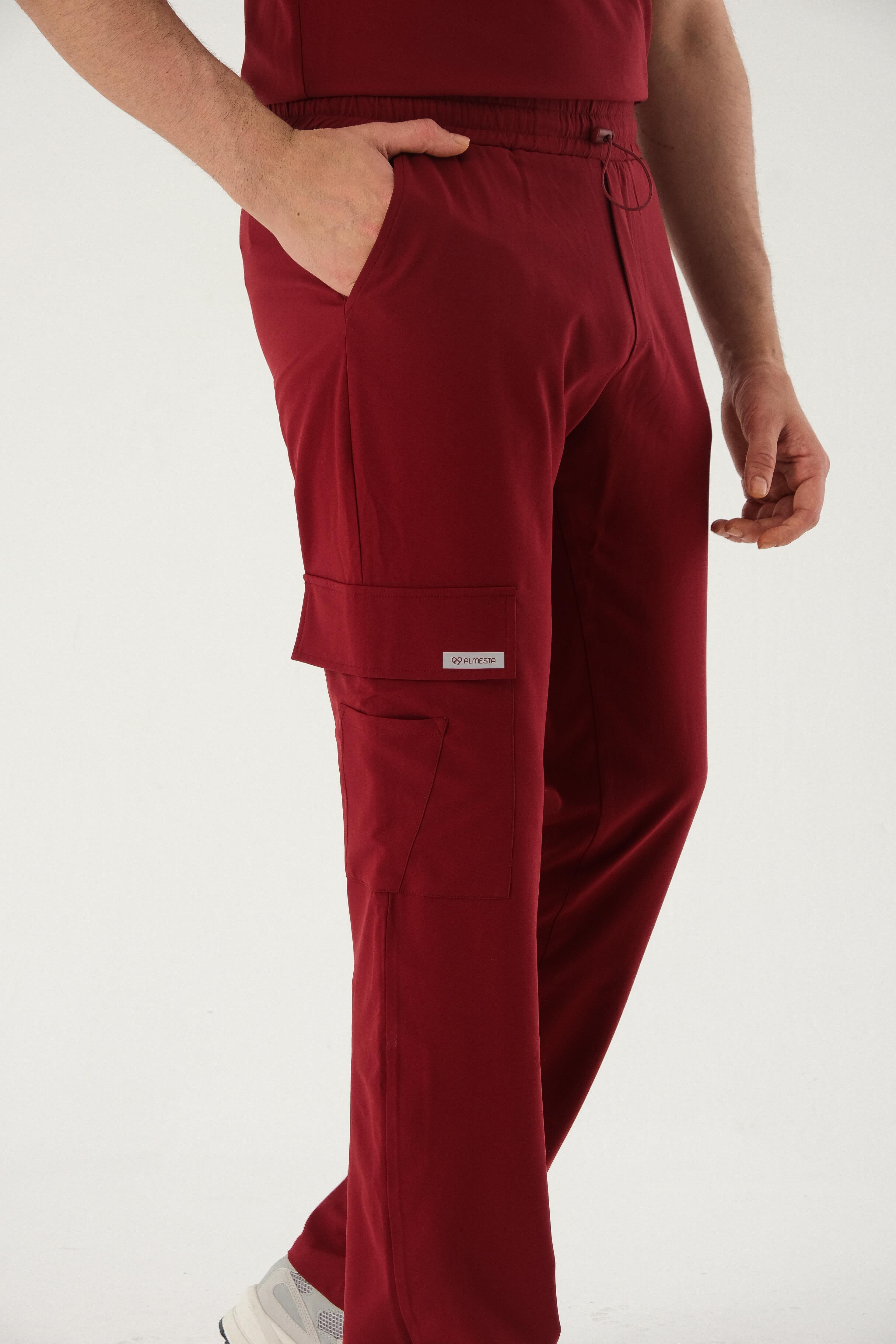 LUCAS TWO Cerrahi Pantolon - Bordo
