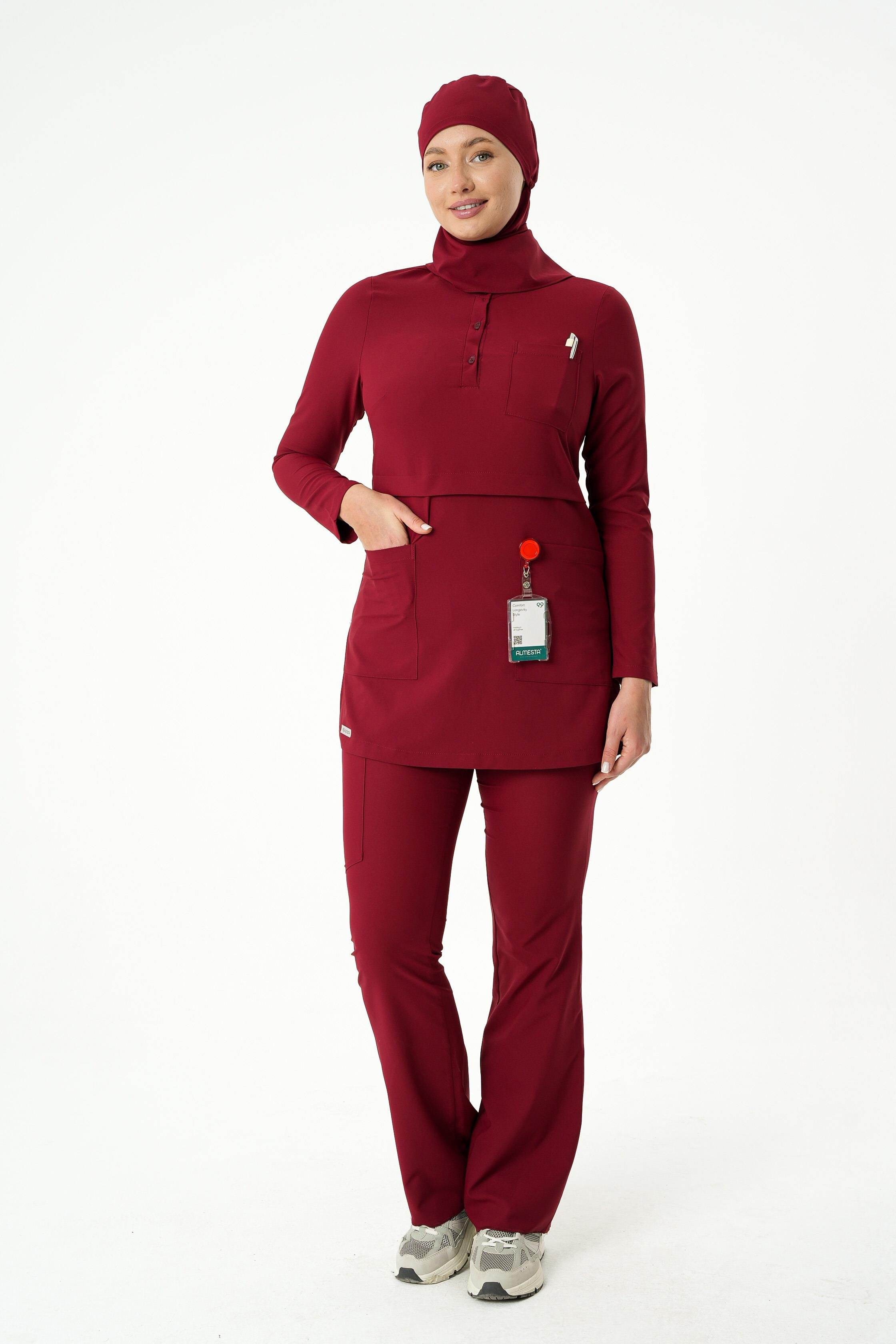 LULU Cerrahi Tesettür Üst - Bordo