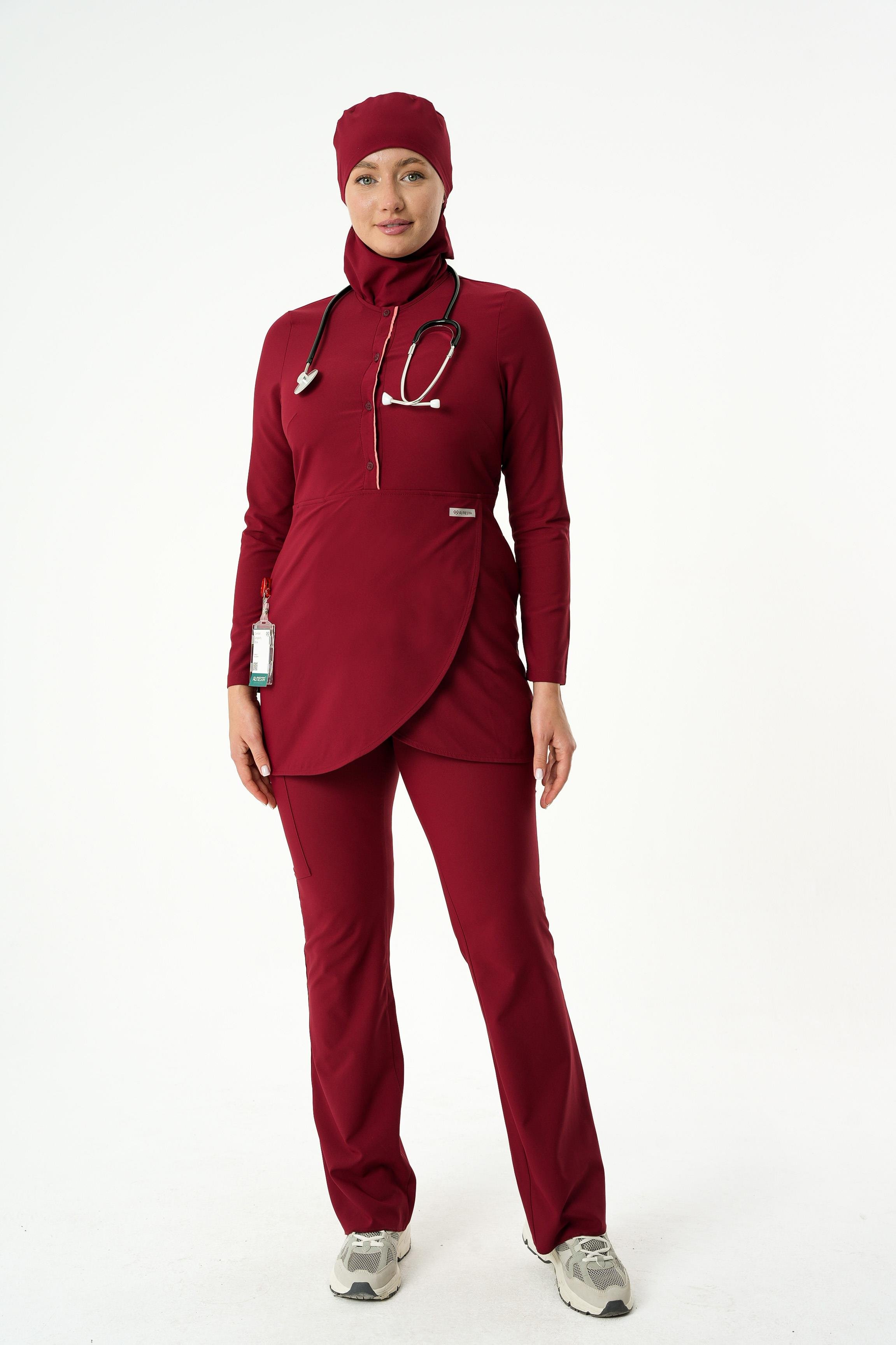 SENNA Cerrahi Tesettür Üst - Bordo