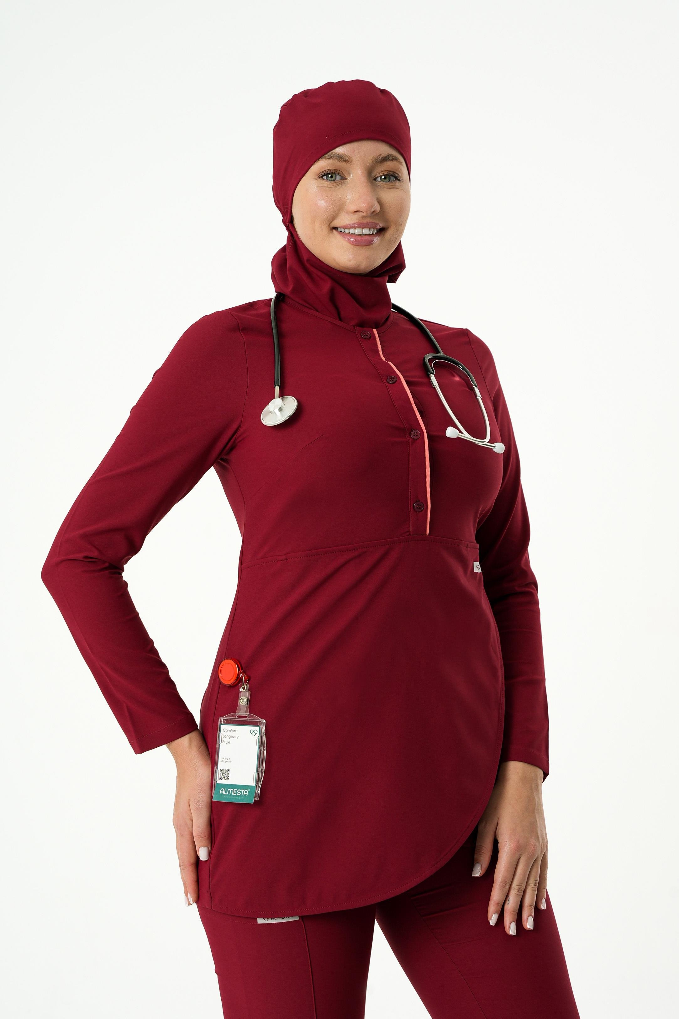 SENNA Cerrahi Tesettür Üst - Bordo